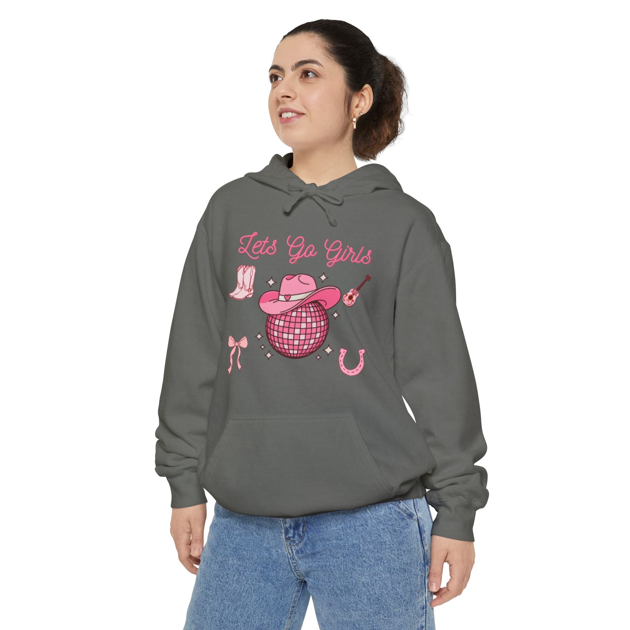 Let’s Go Cowgirls Hoodie — Pink Western Rodeo Graphic