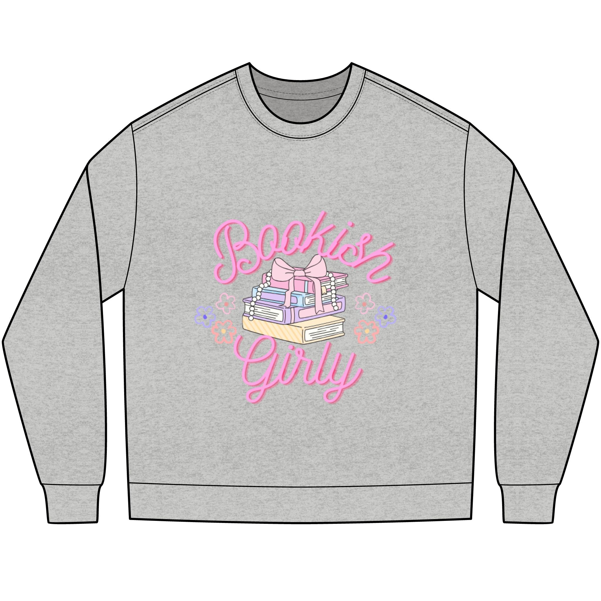 Bookish Girly Long Sleeve Tee — Pastel Books Graphic