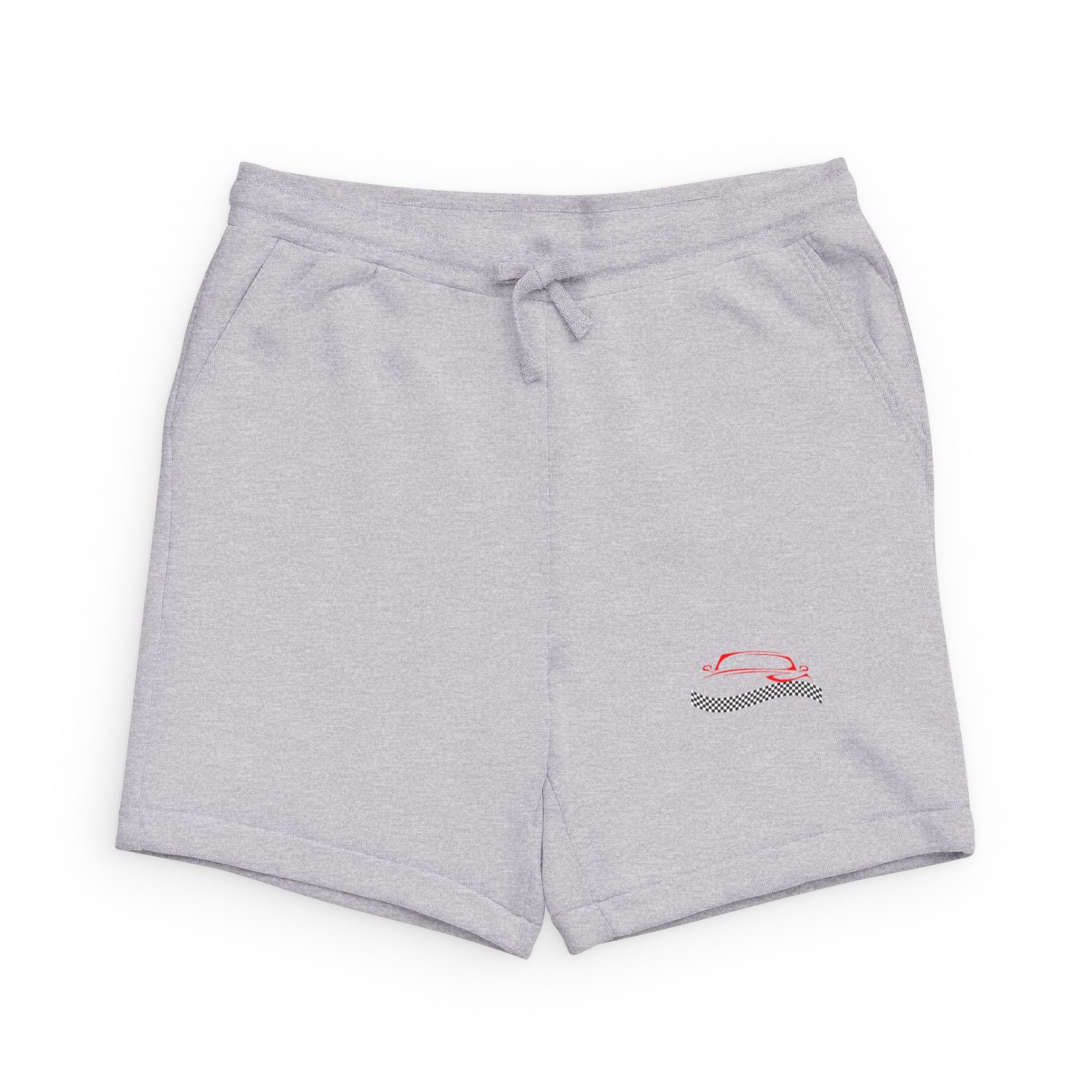 Embroidered Wave Cap Sweatshorts — Casual Black Fleece Lounge Shorts
