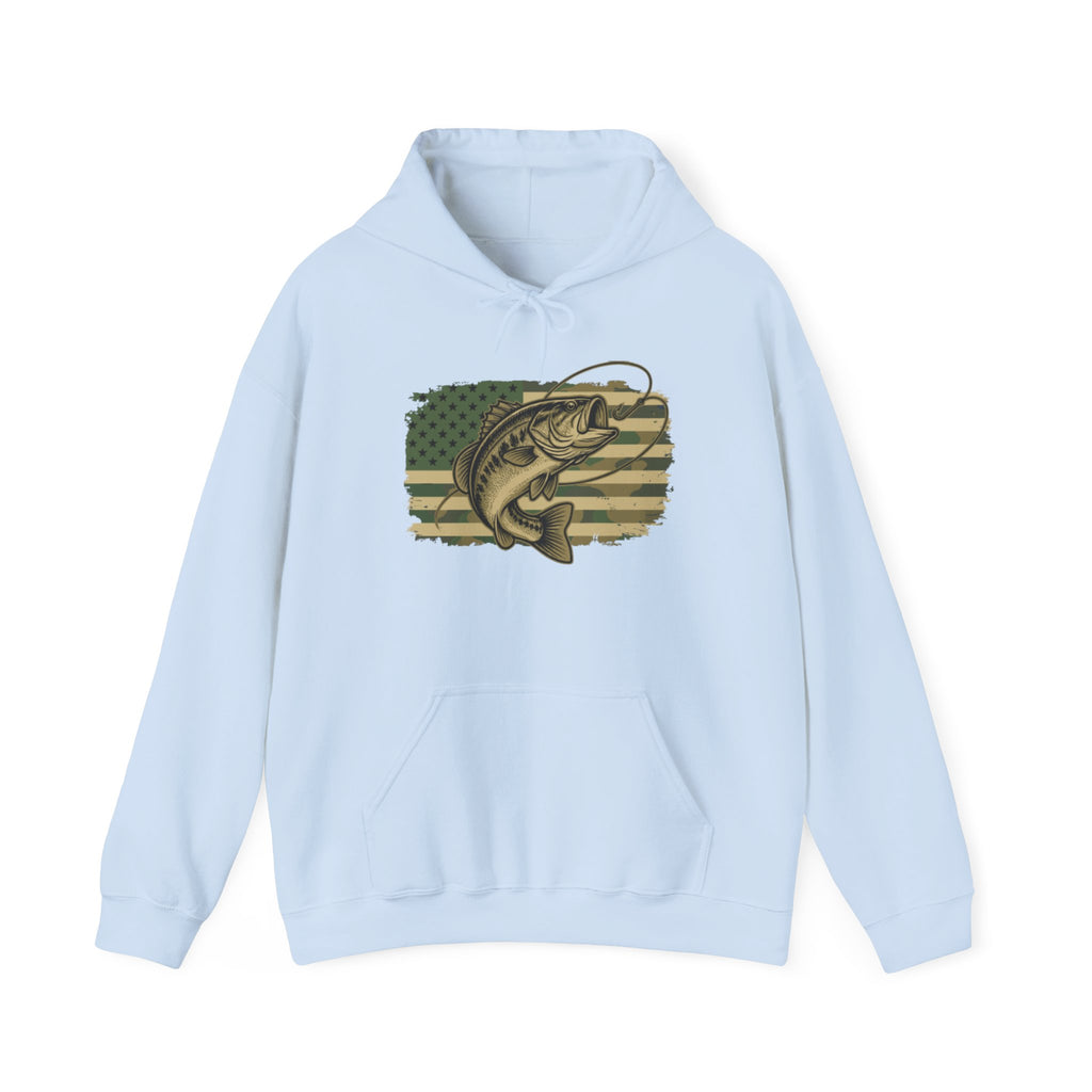 Fishing Bass Hoodie — American Flag Largemouth Bass Pullover