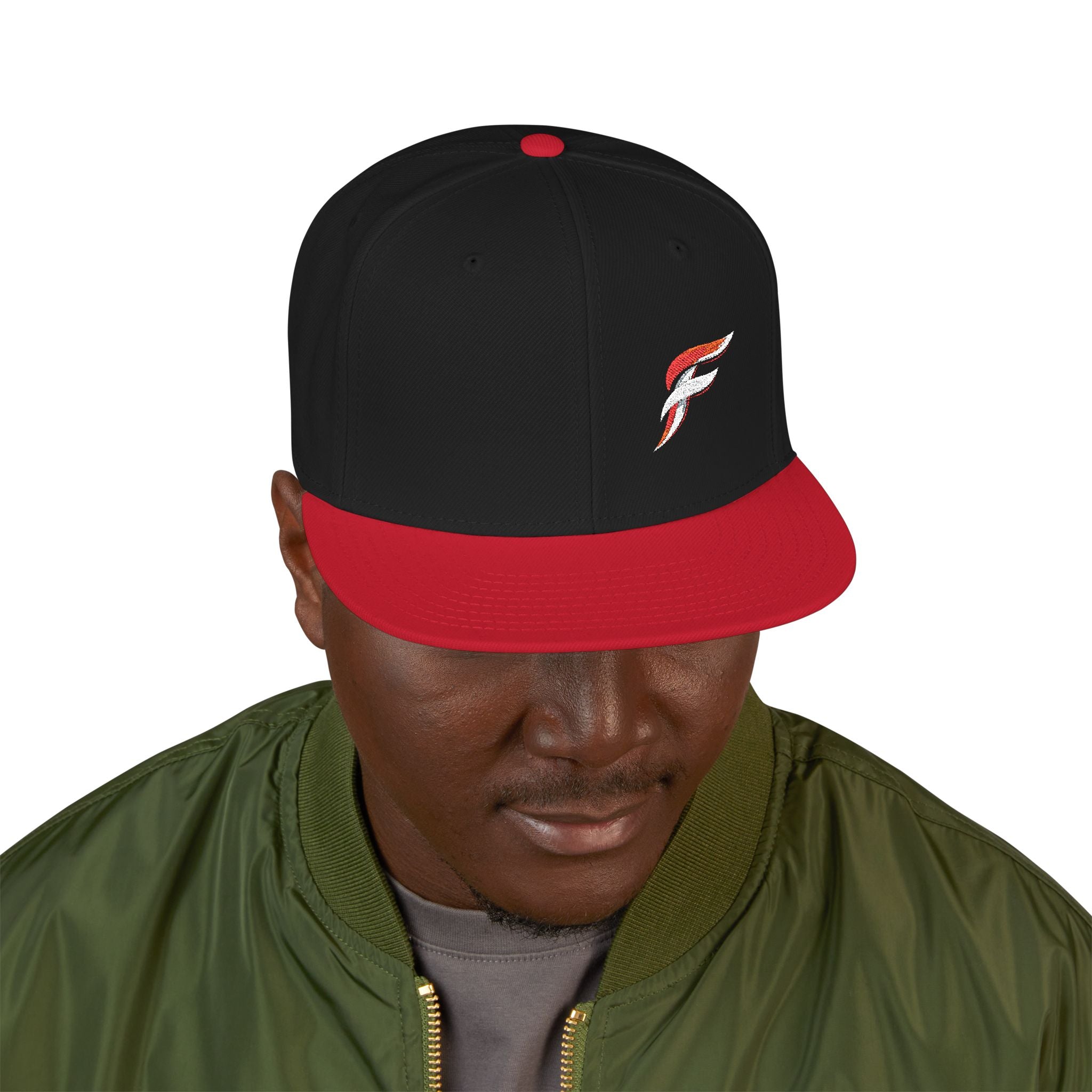 Embroidered 'F' Snapback Hat Lightweight Flat-Brim Cap