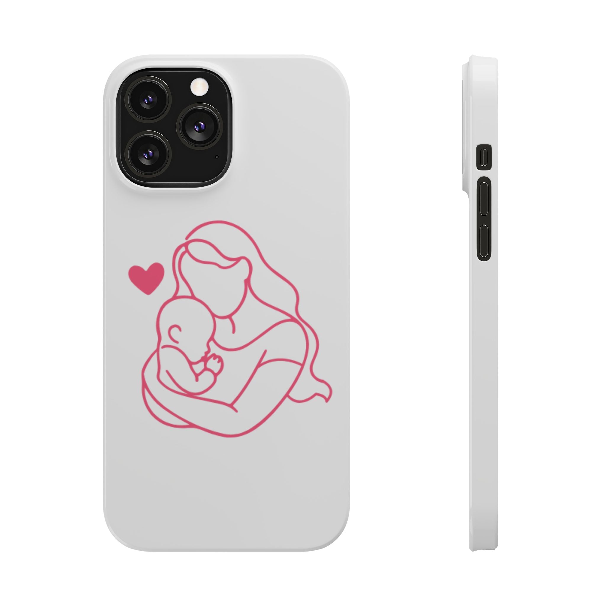Slim Phone Case — Pink Mother & Baby Outline Design (Mother’s Day Gift)