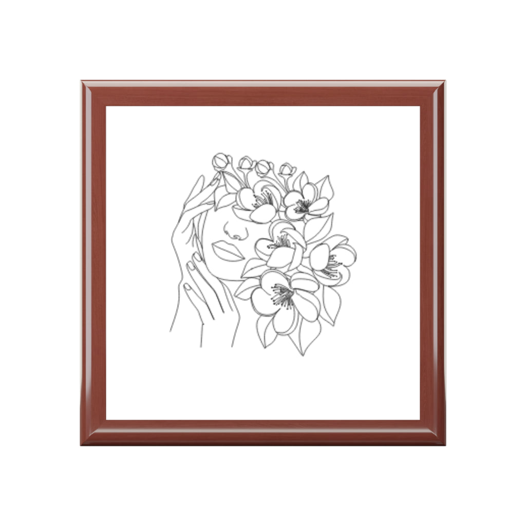 Floral Face Jewelry Box – Elegant Hand-Drawn Orchid Trinket Keeper