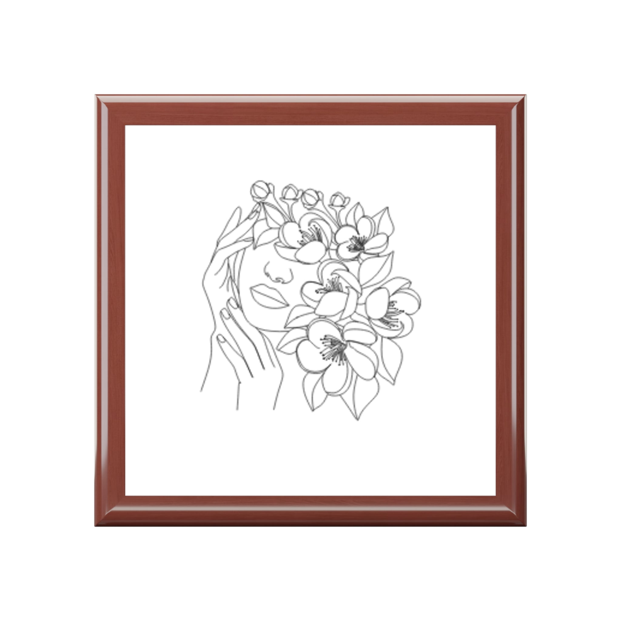 Floral Face Jewelry Box – Elegant Hand-Drawn Orchid Trinket Keeper