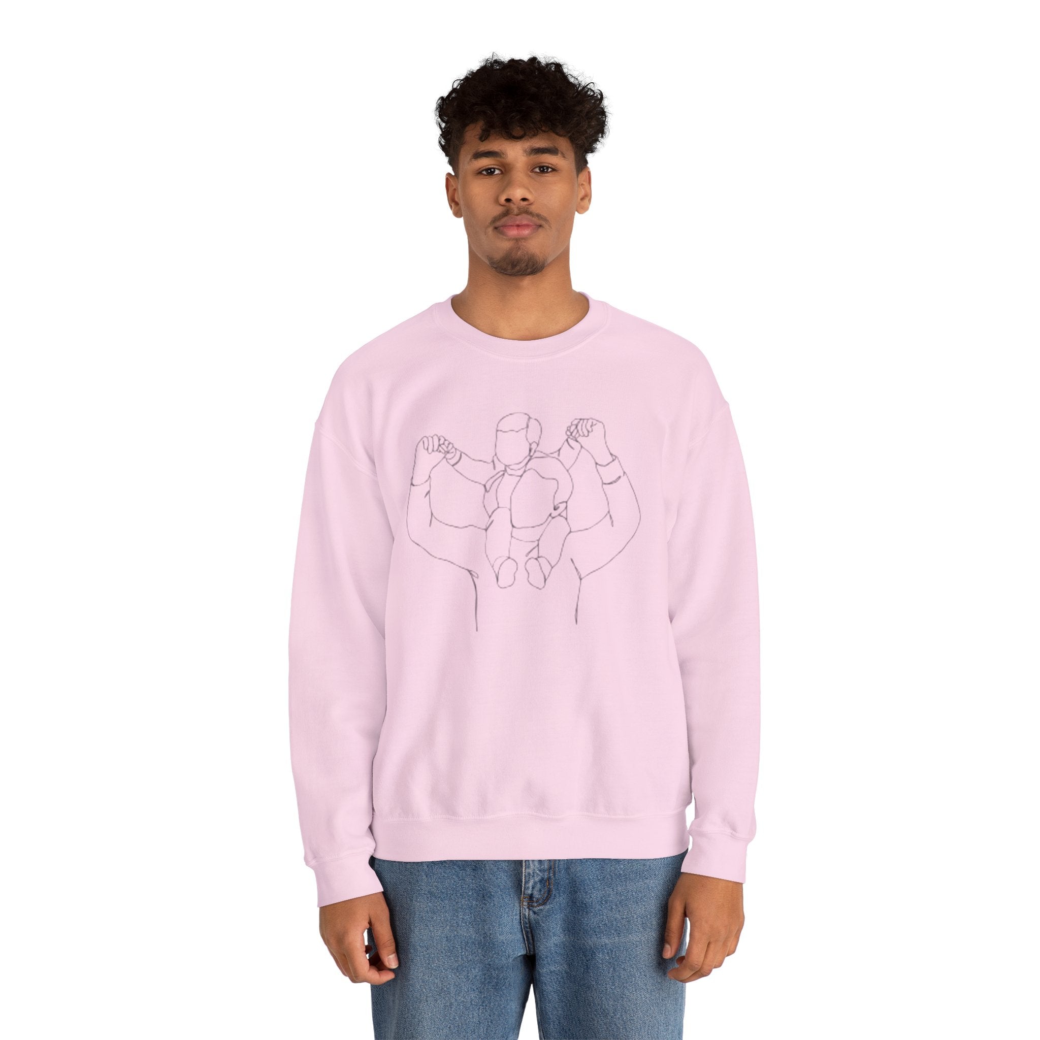 Minimal Line Art Crewneck Sweatshirt — Couple Holding Hands Sketch