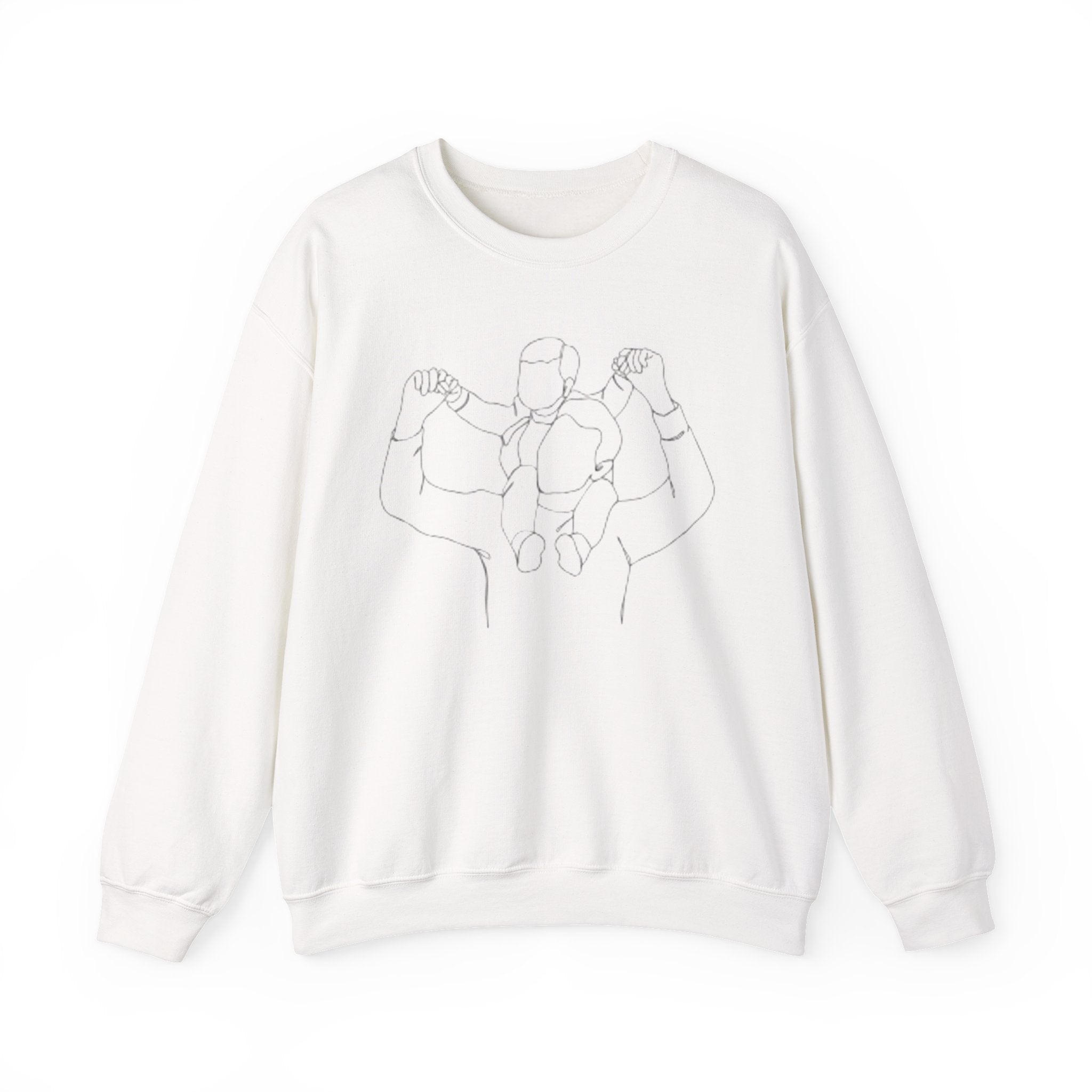 Minimal Line Art Crewneck Sweatshirt — Couple Holding Hands Sketch