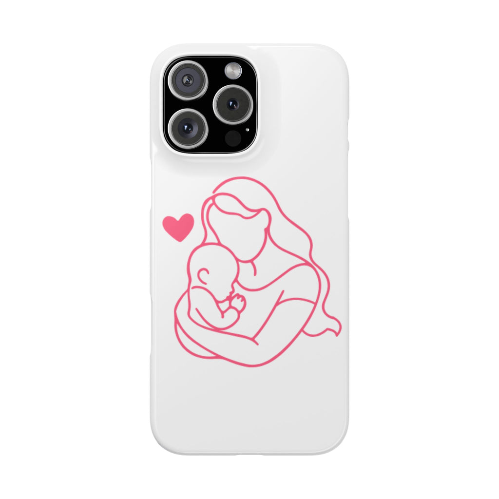 Slim Phone Case — Pink Mother & Baby Outline Design (Mother’s Day Gift)