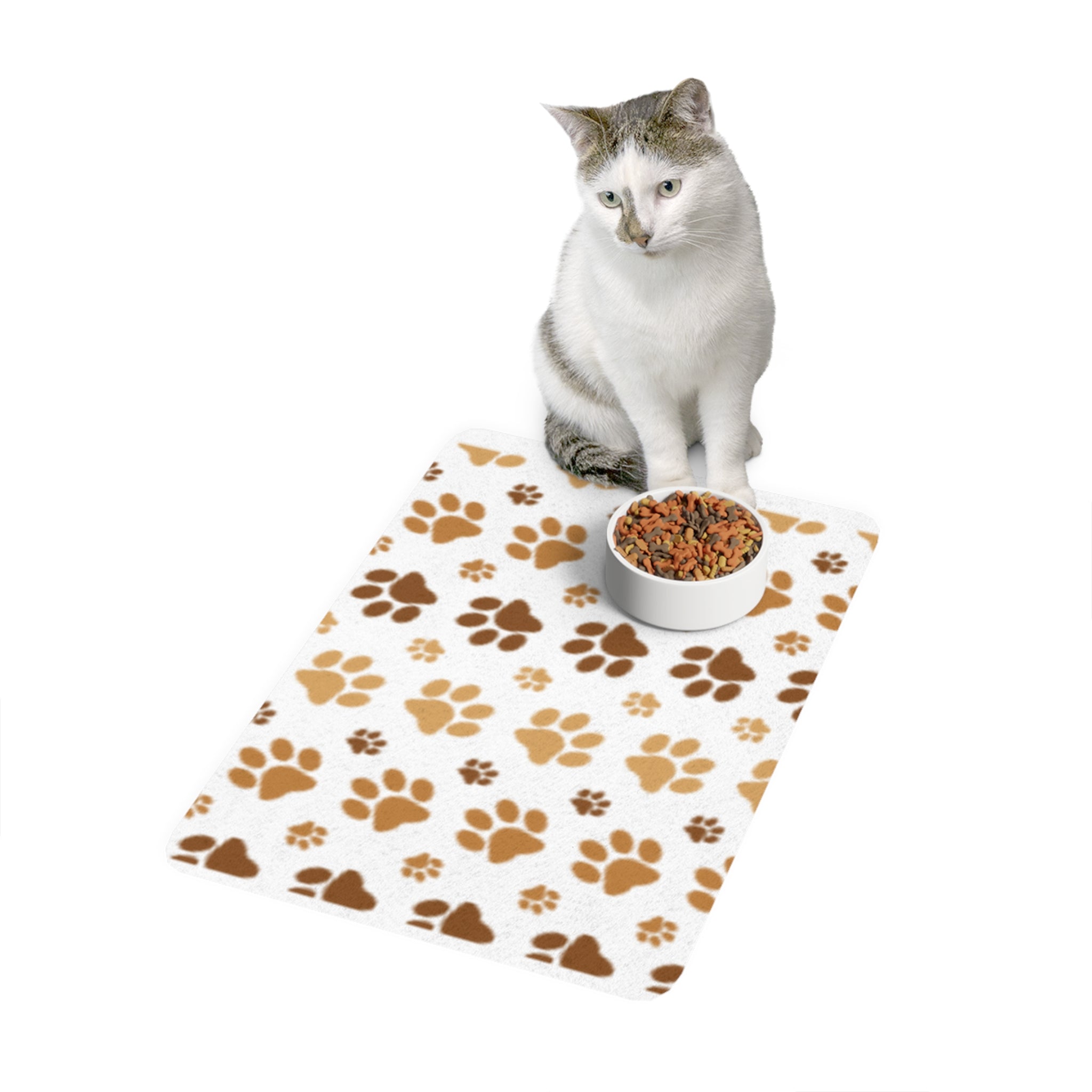 Paw Print Pet Food Mat (12x18) — Non‑Slip Feeding Placemat