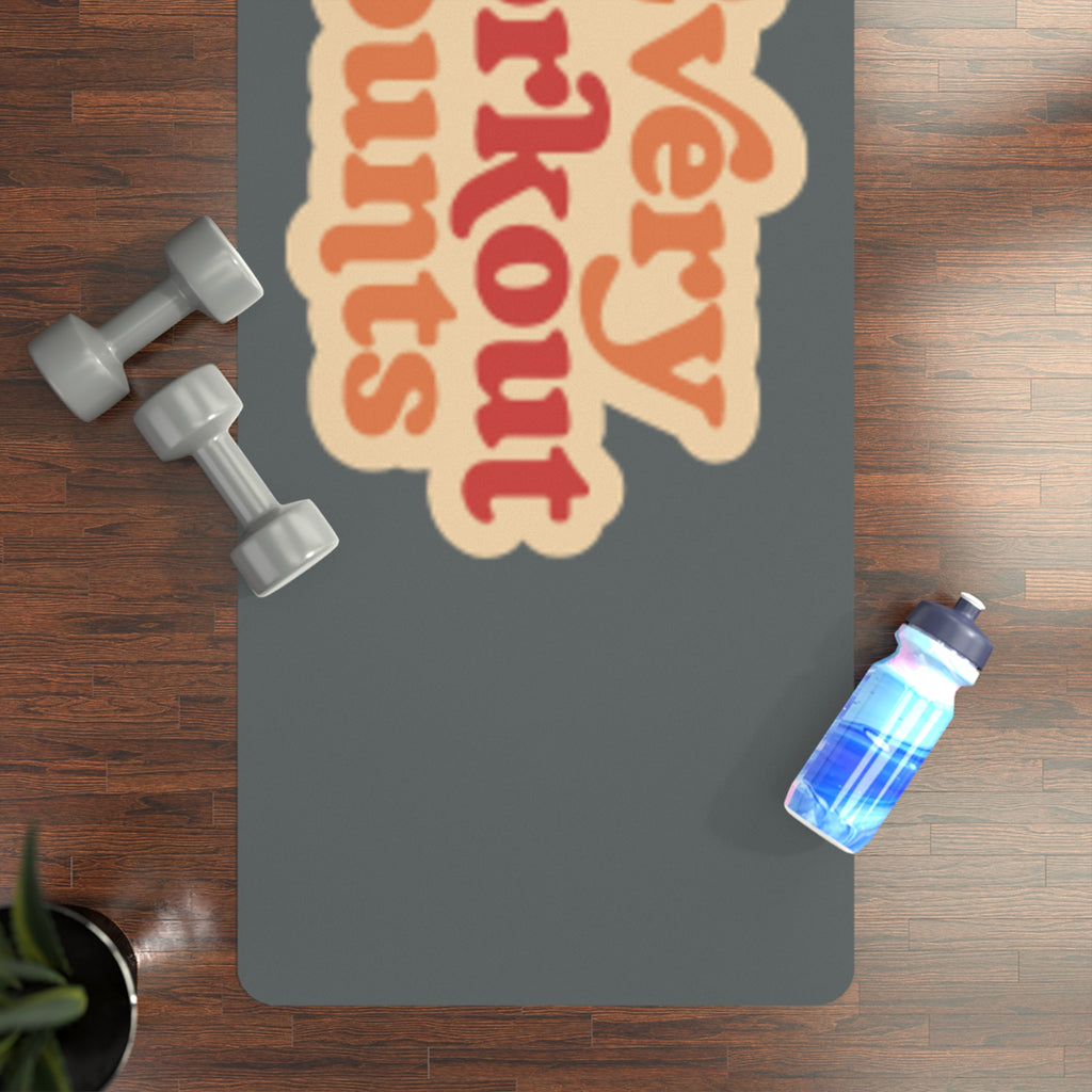 Rubber Yoga Mat — 'Every Workout Counts' Motivational Exercise Mat