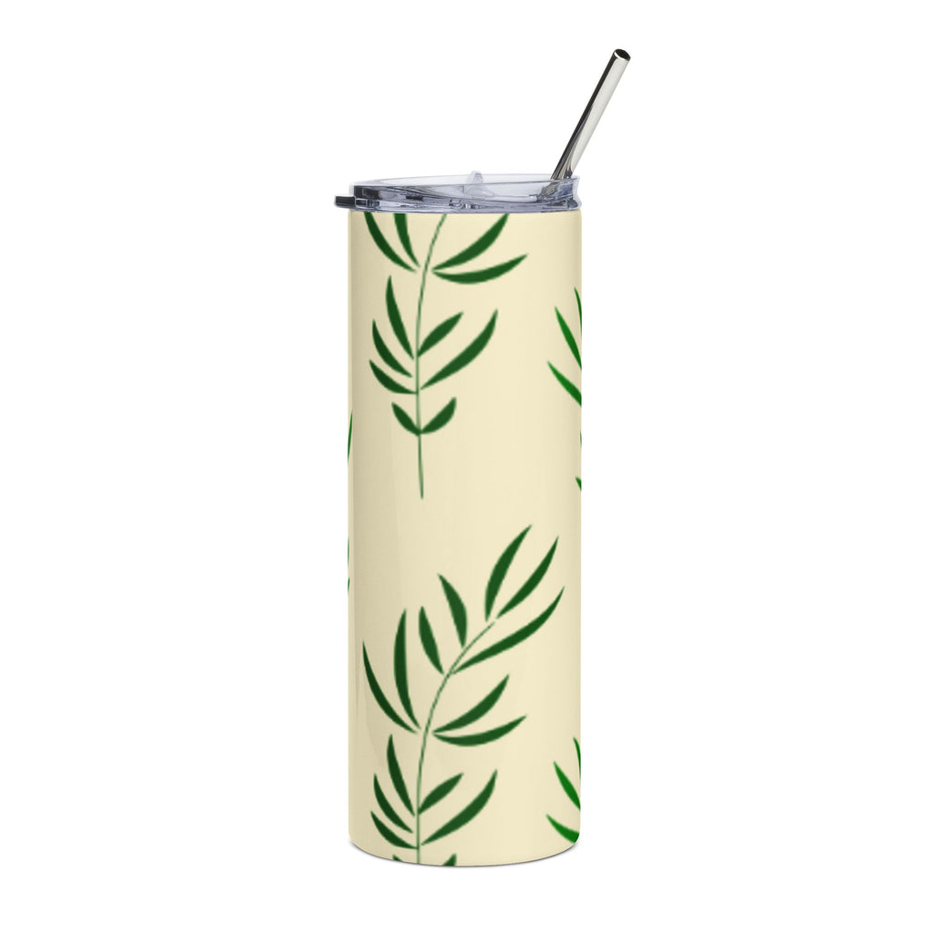 20oz Stainless Steel Tumbler – Green Leaf Pattern Insulated Travel Cup