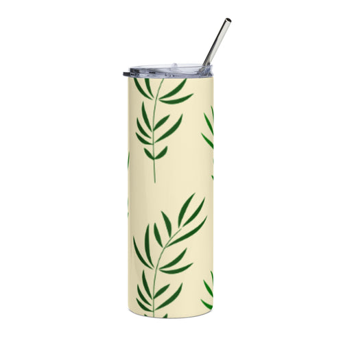 20oz Stainless Steel Tumbler – Green Leaf Pattern Insulated Travel Cup