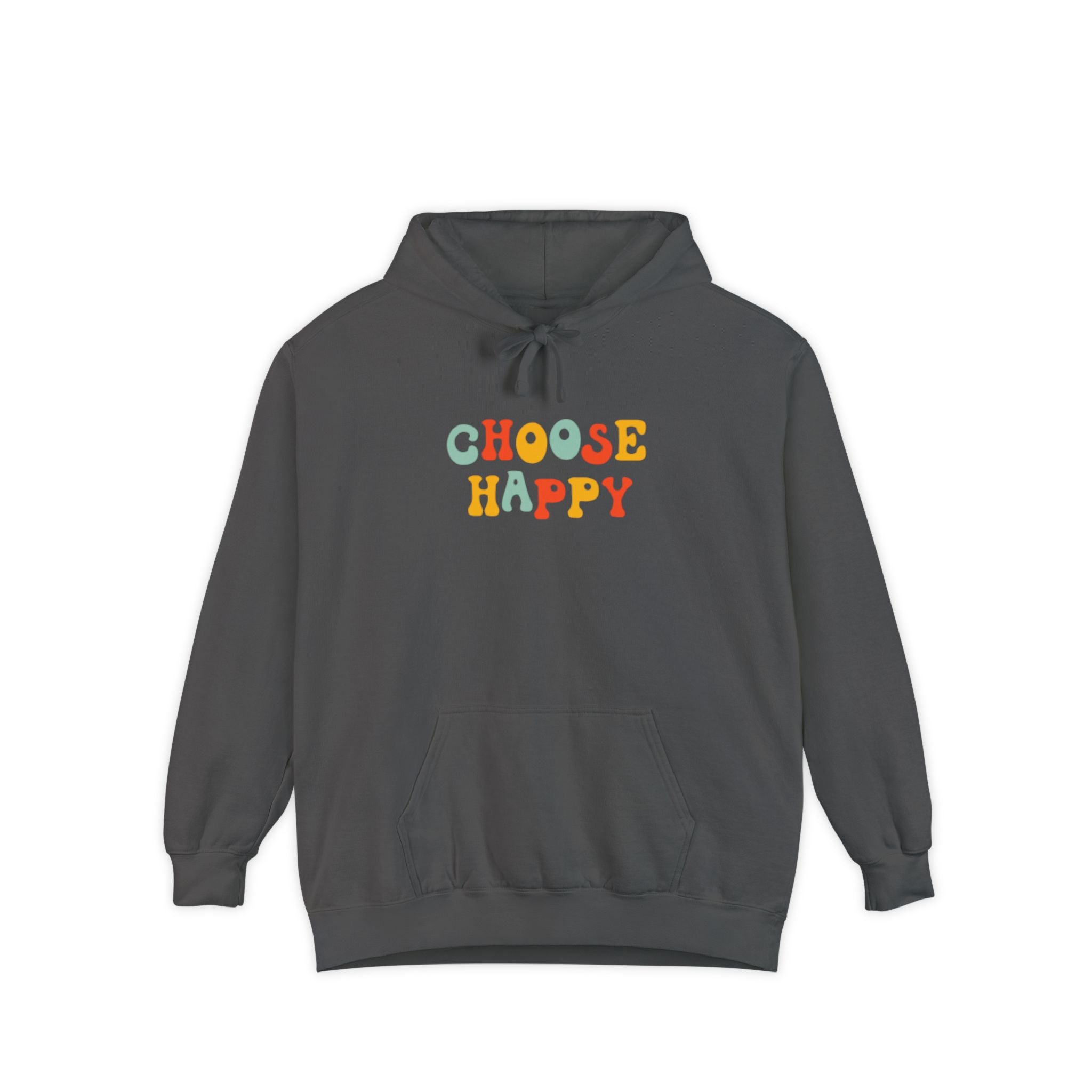 Choose Happy Hoodie — Retro Colorful Smiley Graphic Sweatshirt