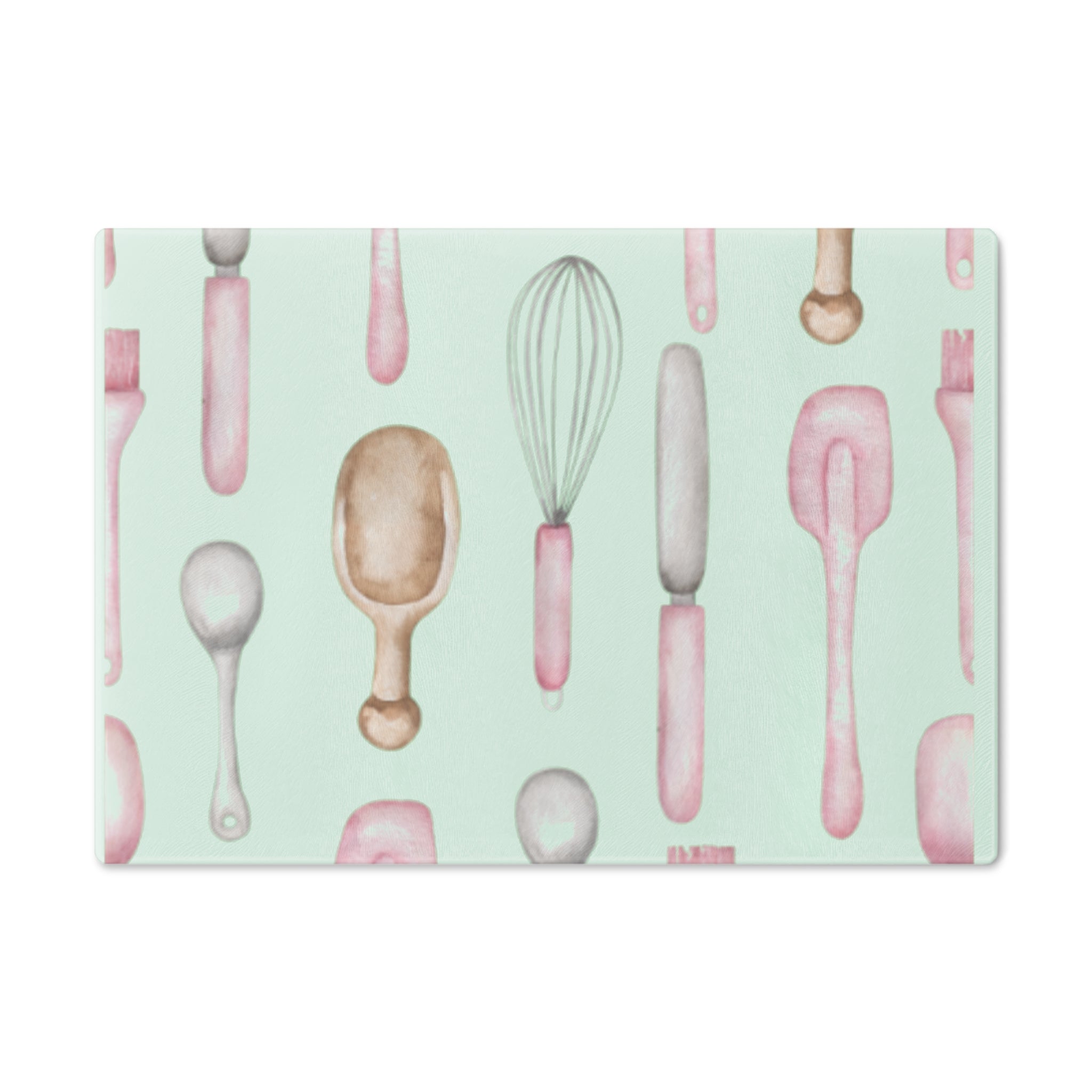 Kitchen Utensil Cutting Board — Pastel Baking Tools Pattern