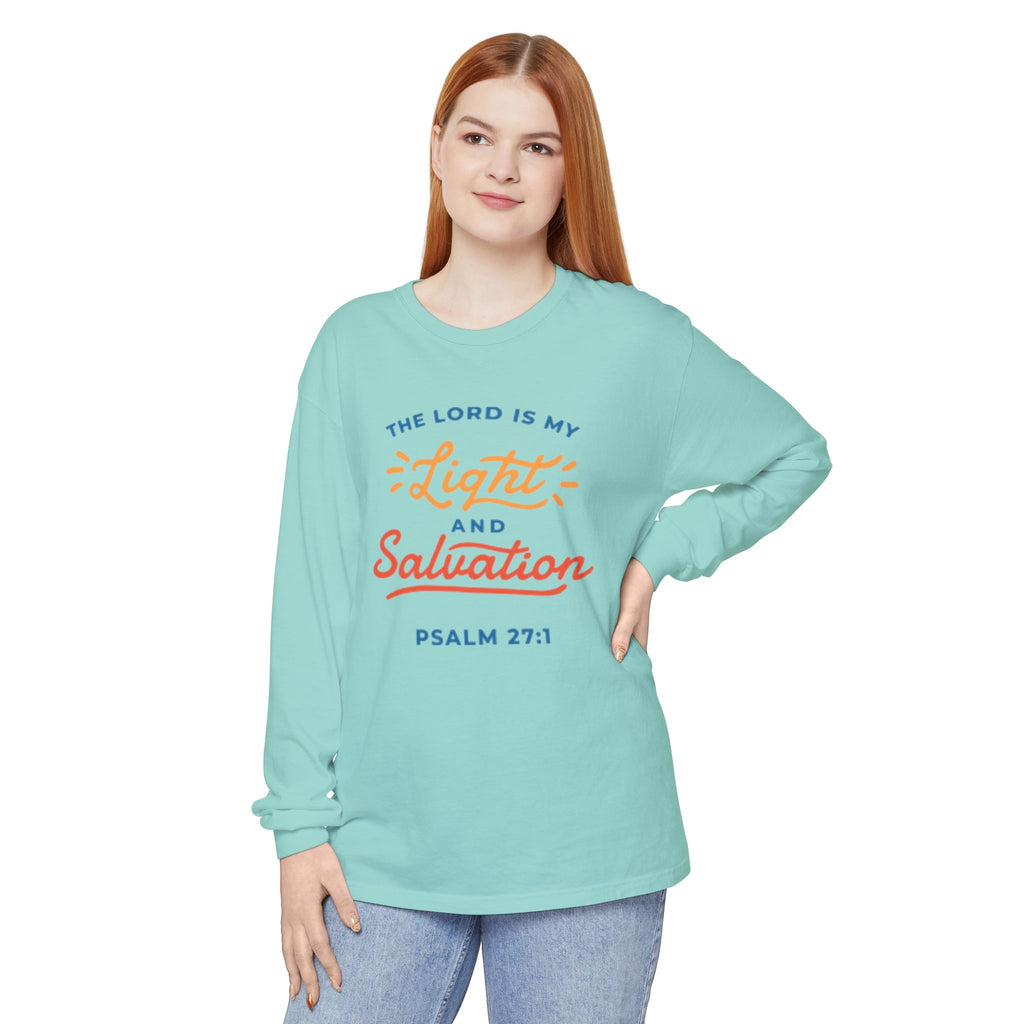 Psalm 27:1 'The Lord Is My Light and Salvation' Long Sleeve Tee