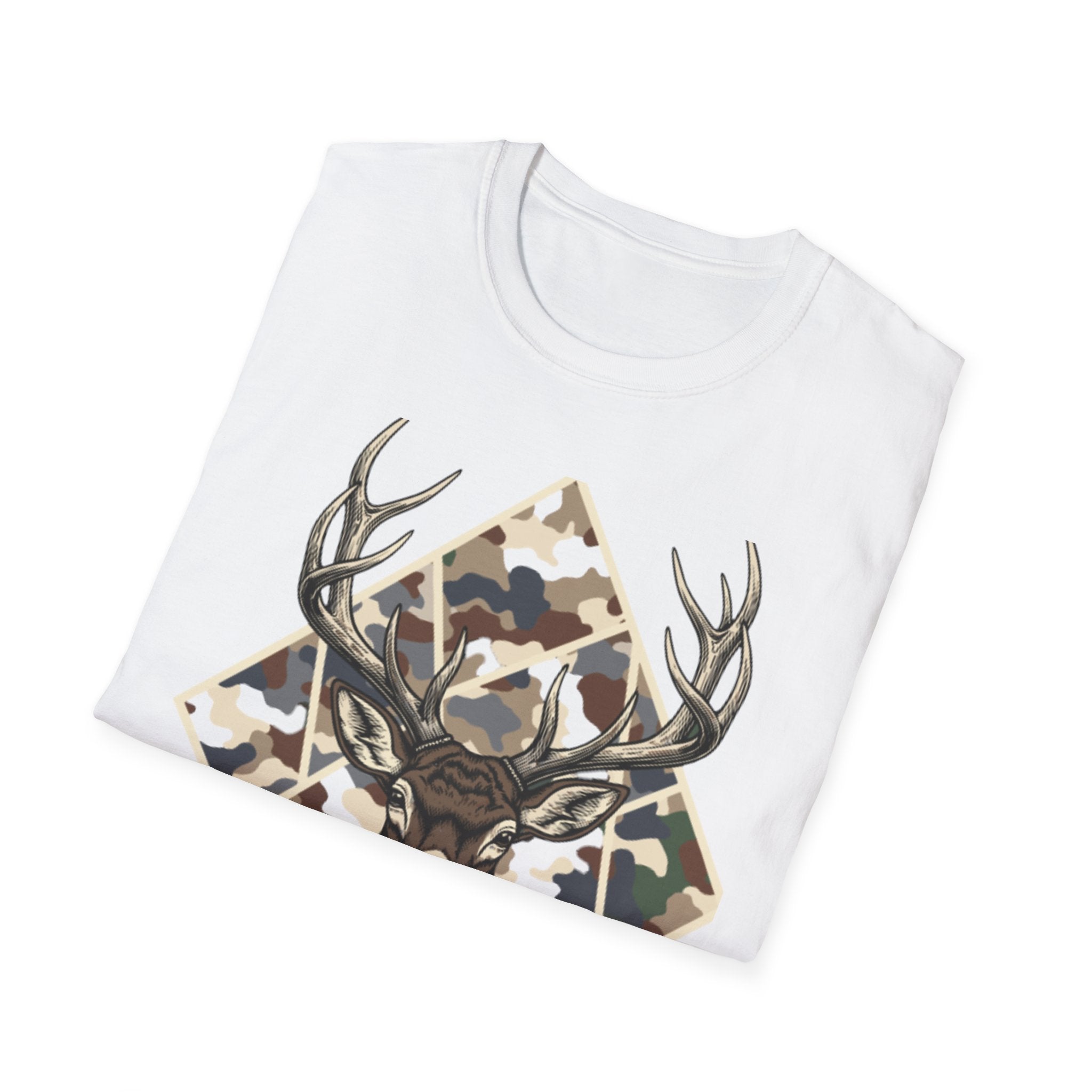 Deer Head Camo T-Shirt — Rustic Hunting Graphic Tee