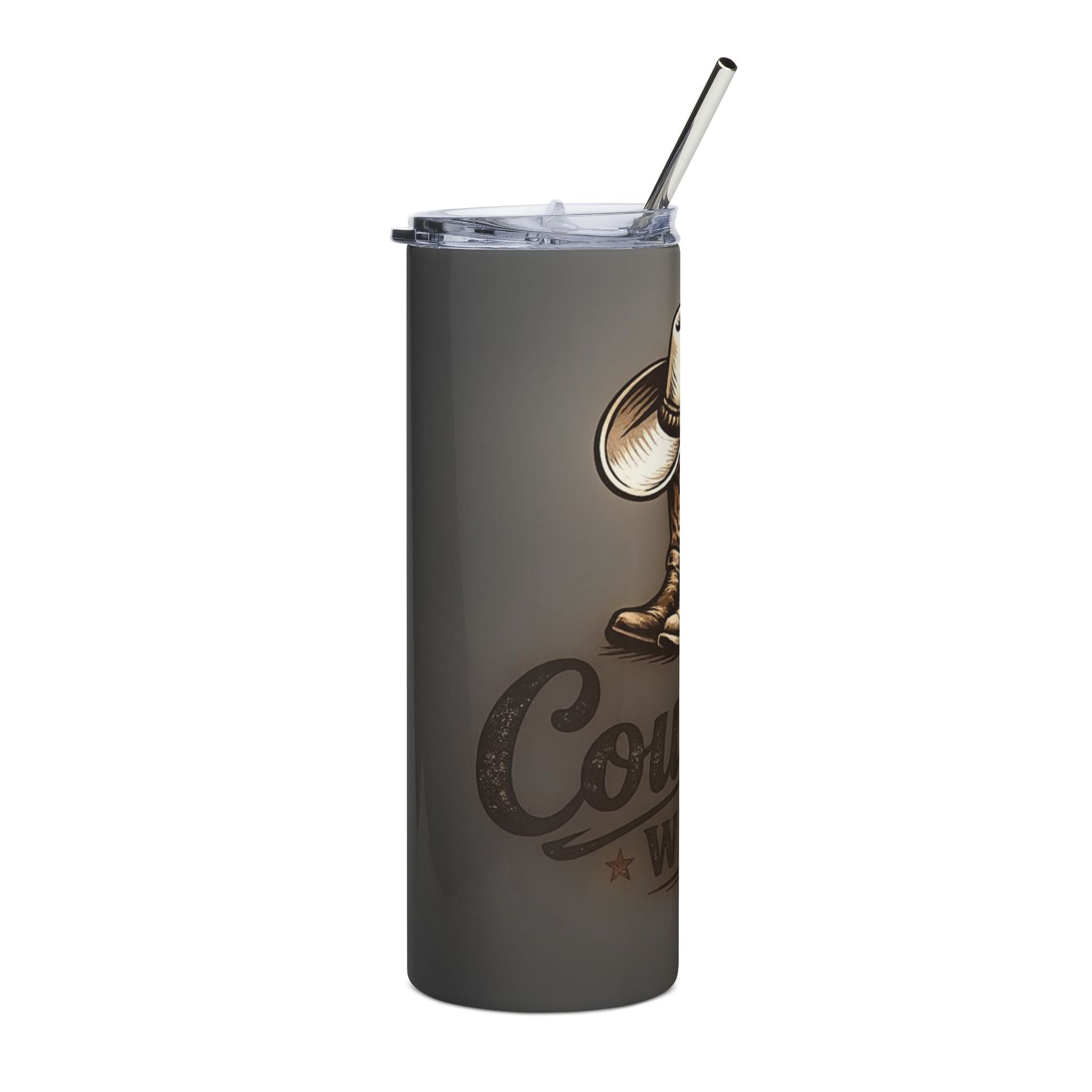 Country Wife 20oz Stainless Steel Tumbler - Cowboy Boots & Hat Travel Mug
