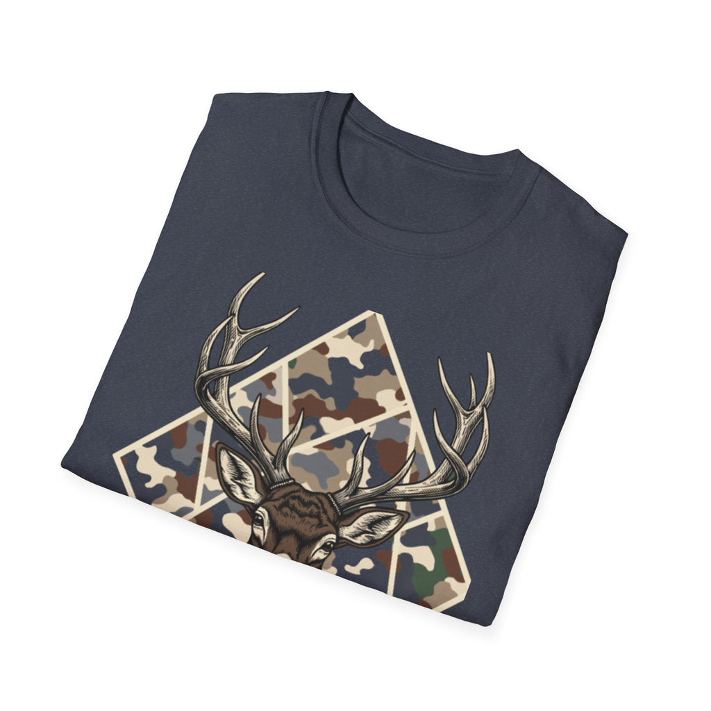 Deer Head Camo T-Shirt — Rustic Hunting Graphic Tee
