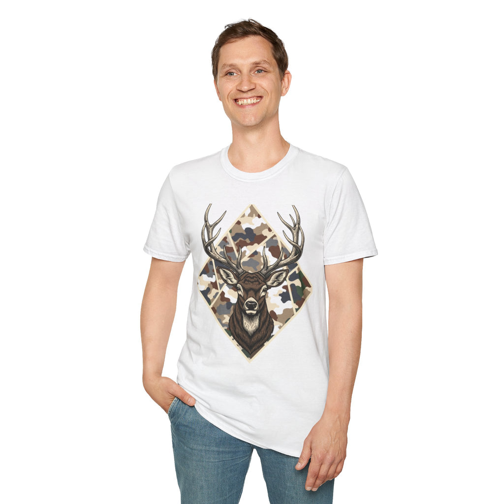 Deer Head Camo T-Shirt — Rustic Hunting Graphic Tee