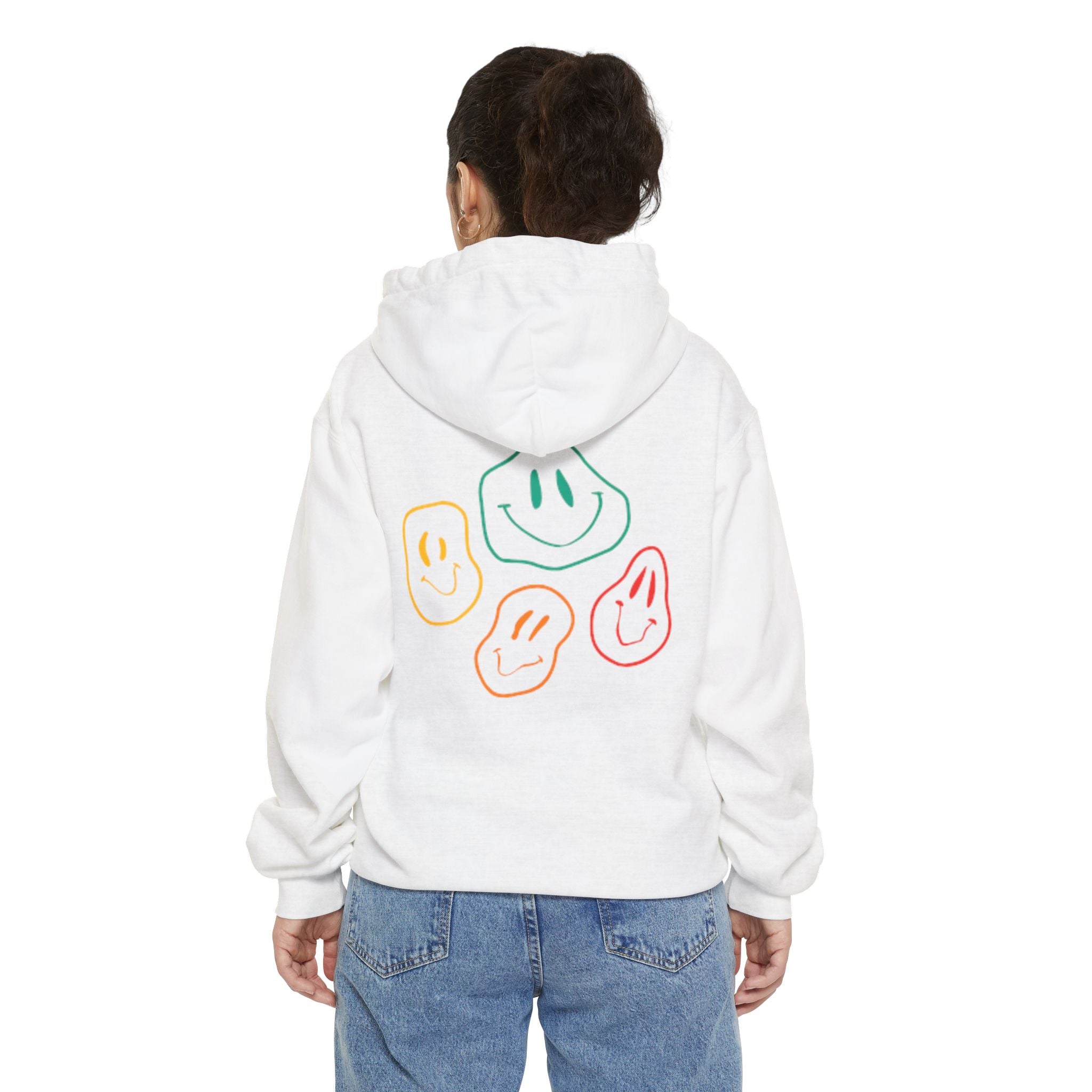 Choose Happy Hoodie — Retro Colorful Smiley Graphic Sweatshirt