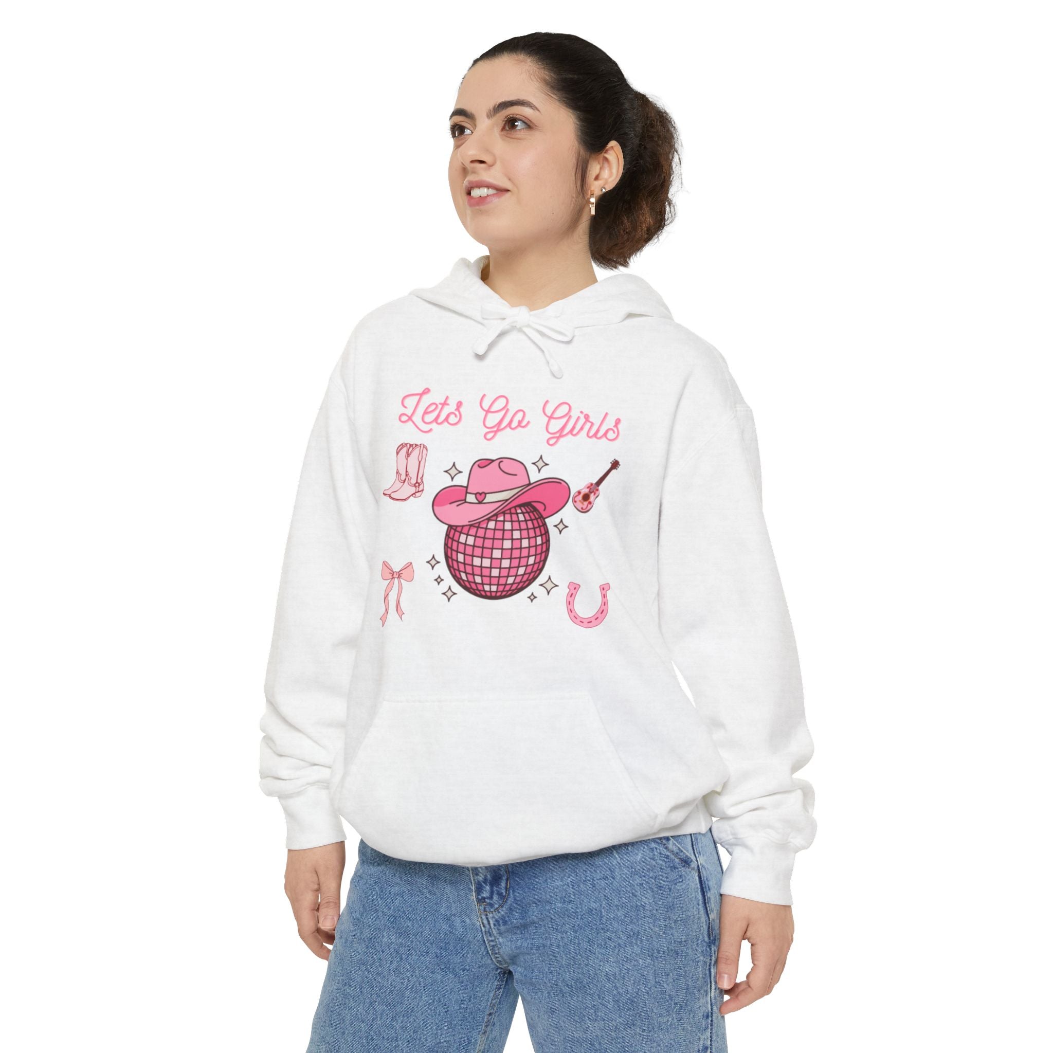 Let’s Go Cowgirls Hoodie — Pink Western Rodeo Graphic