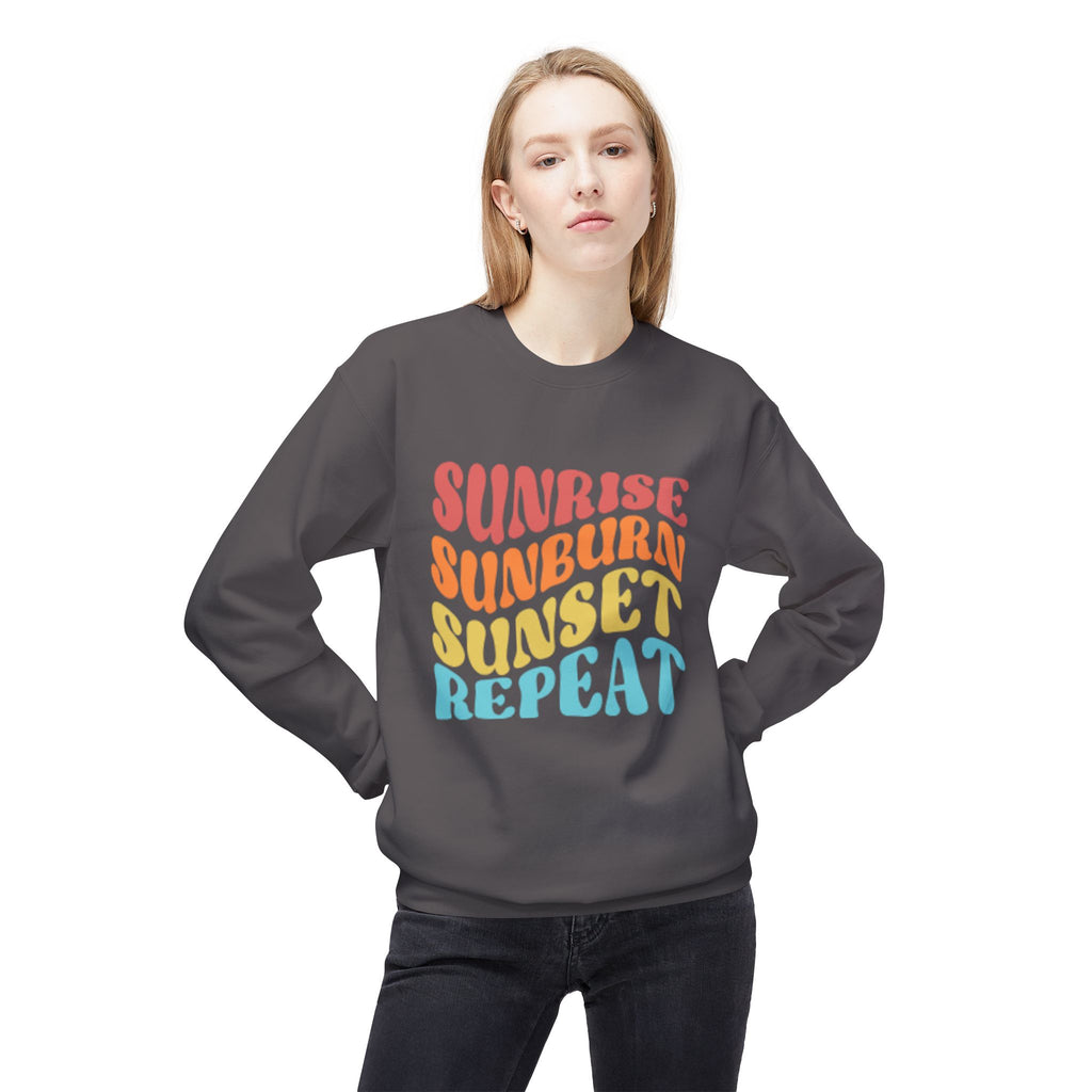 Sunrise Sunburn Sunset Repeat Sweatshirt — Retro Beach Vibes Crewneck