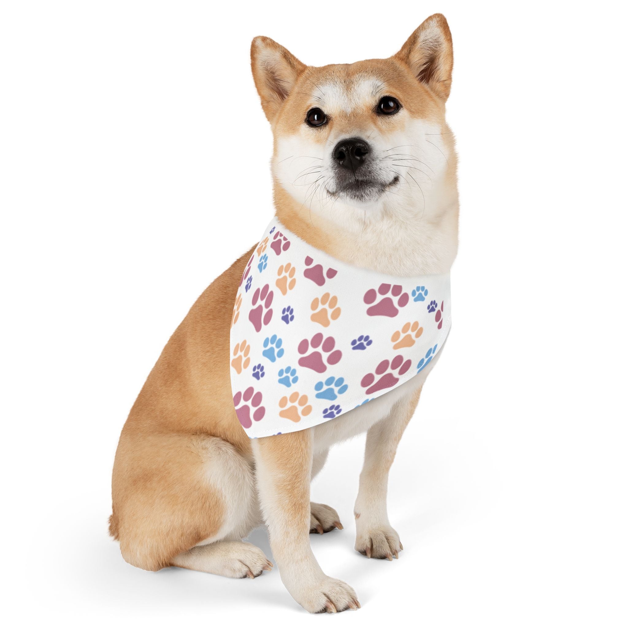 Paw Print Pet Bandana Collar – Colorful Paw Pattern Dog & Cat Accessory