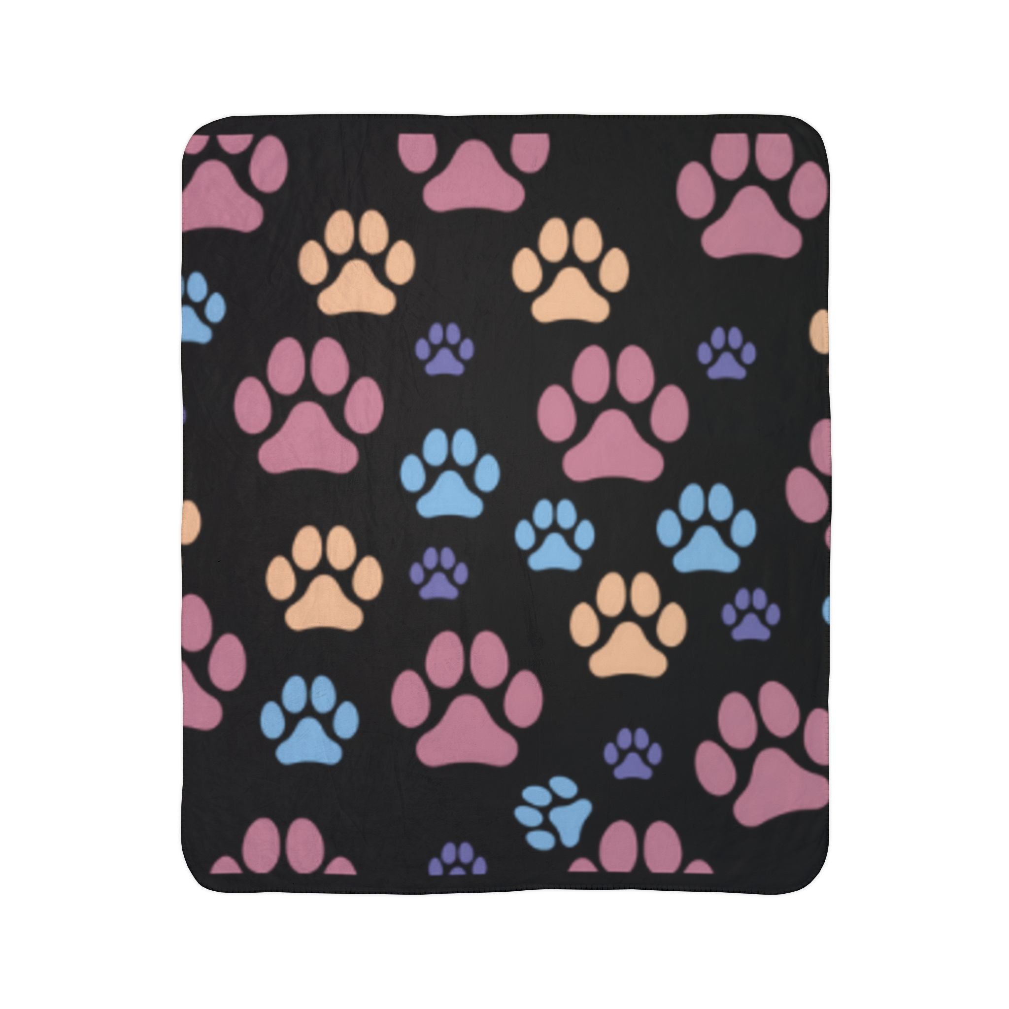 Paw Print Fleece Sherpa Blanket — Cozy Pet Lover Throw (Pastel Paw Pattern)