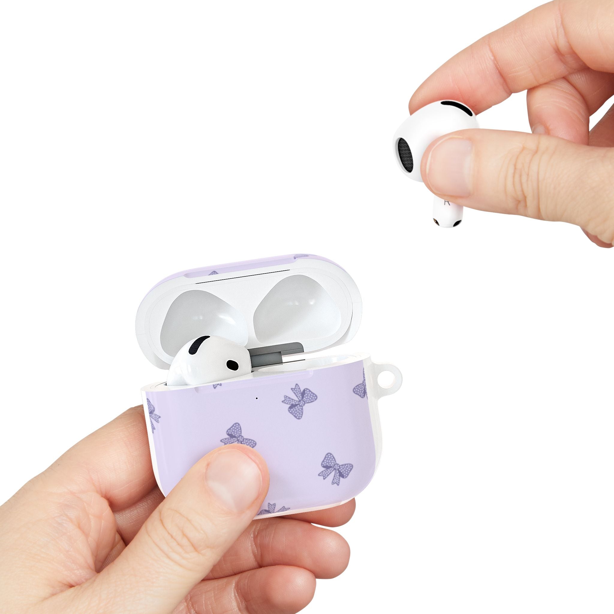 Bow Pattern AirPod Case — Pastel Purple Protective Cover
