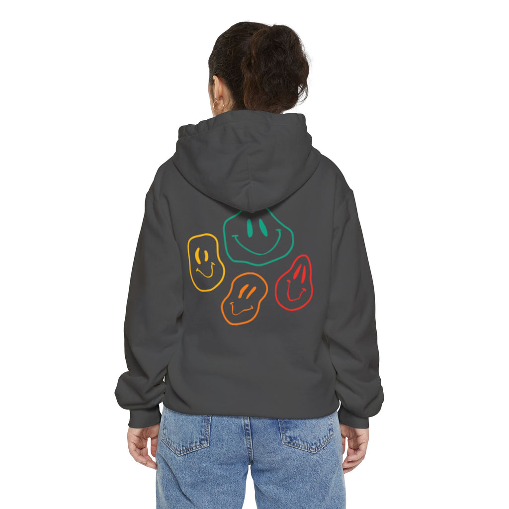 Choose Happy Hoodie — Retro Colorful Smiley Graphic Sweatshirt