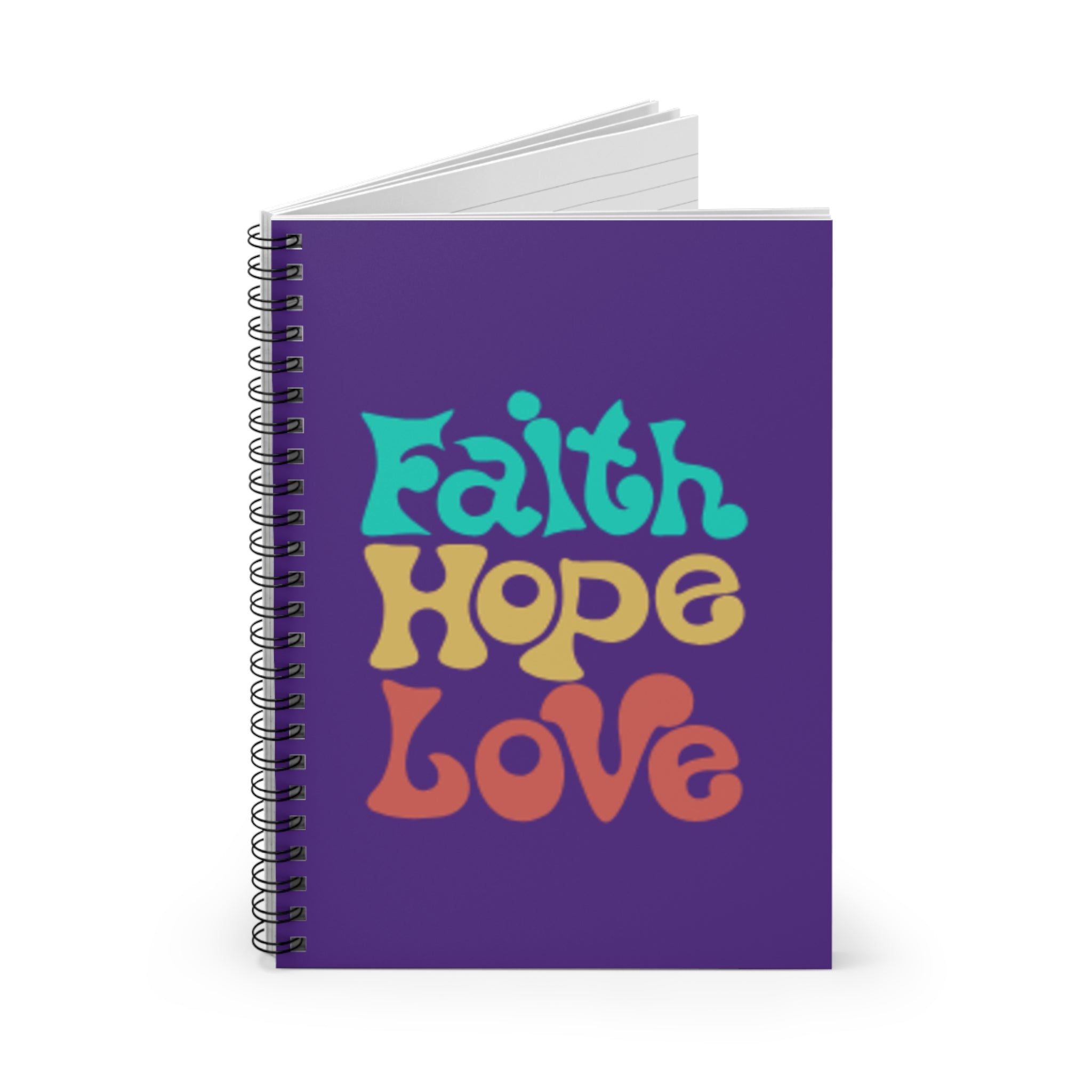 Faith Hope Love Spiral Notebook — Retro Groovy Ruled Journal
