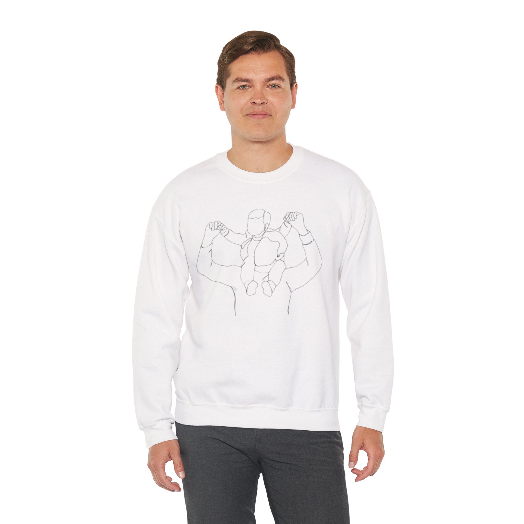 Minimal Line Art Crewneck Sweatshirt — Couple Holding Hands Sketch