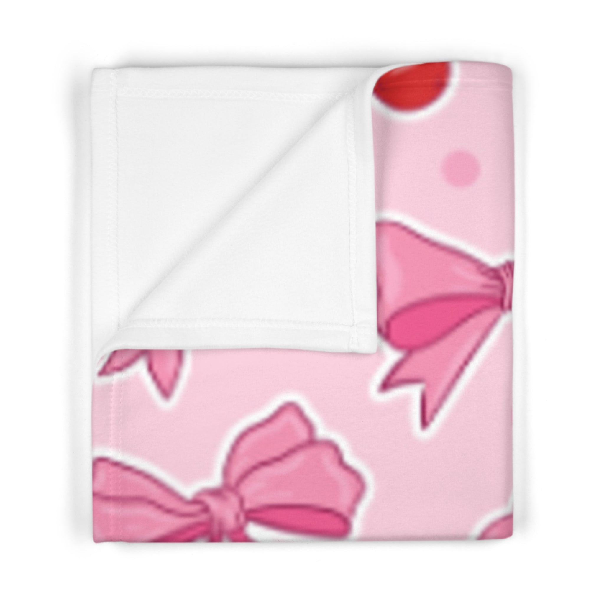 Pink Bow & Cherry Baby Blanket — Soft Fleece Infant Throw