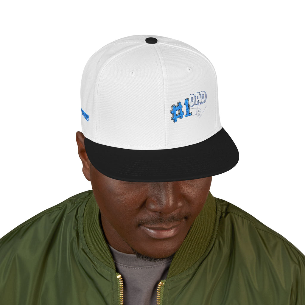 #1 Dad Embroidered Snapback Hat — Blue Accent Father’s Day Cap