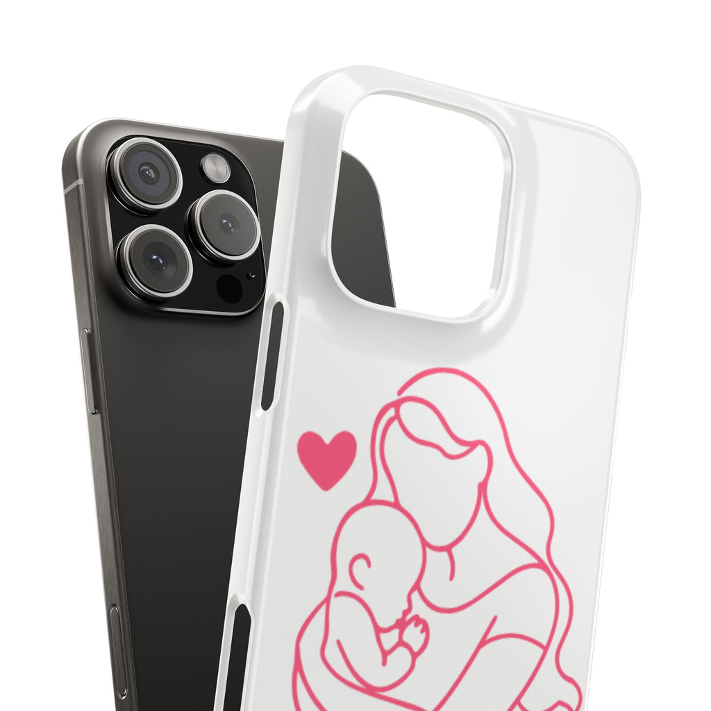 Slim Phone Case — Pink Mother & Baby Outline Design (Mother’s Day Gift)