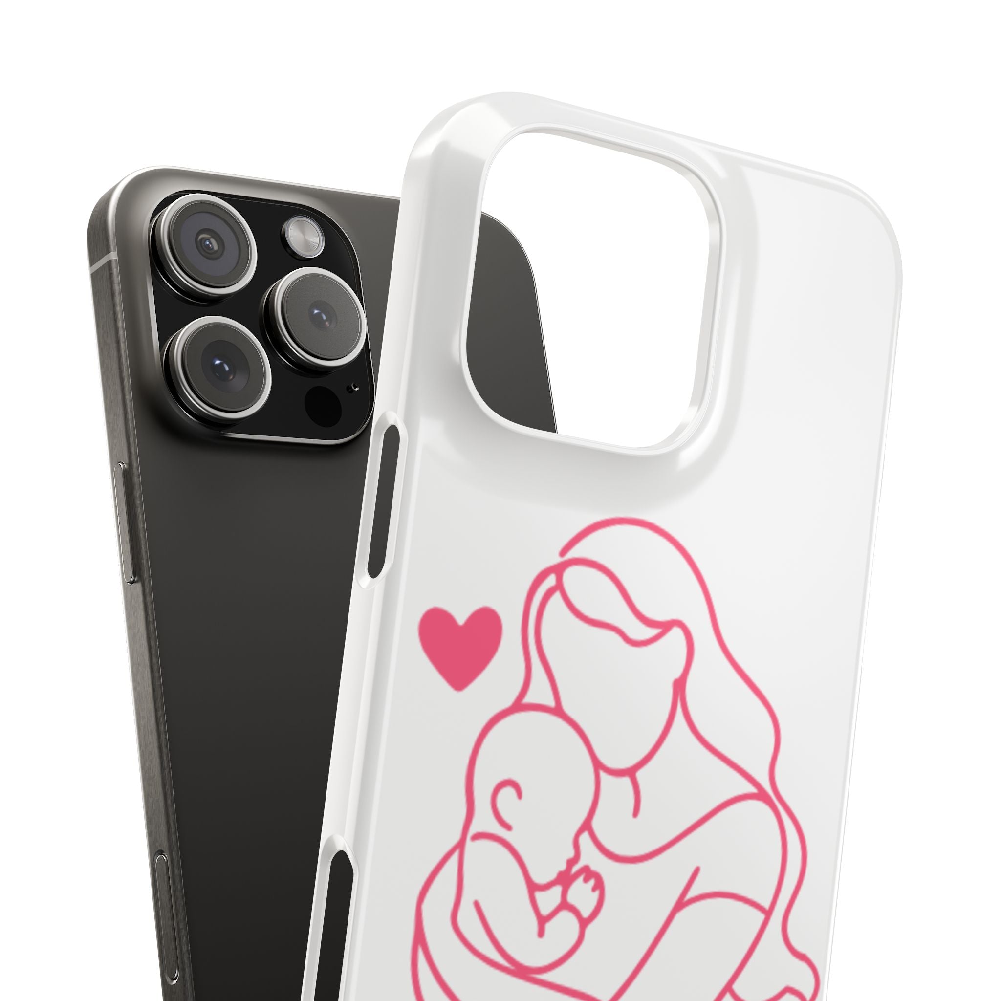 Slim Phone Case — Pink Mother & Baby Outline Design (Mother’s Day Gift)
