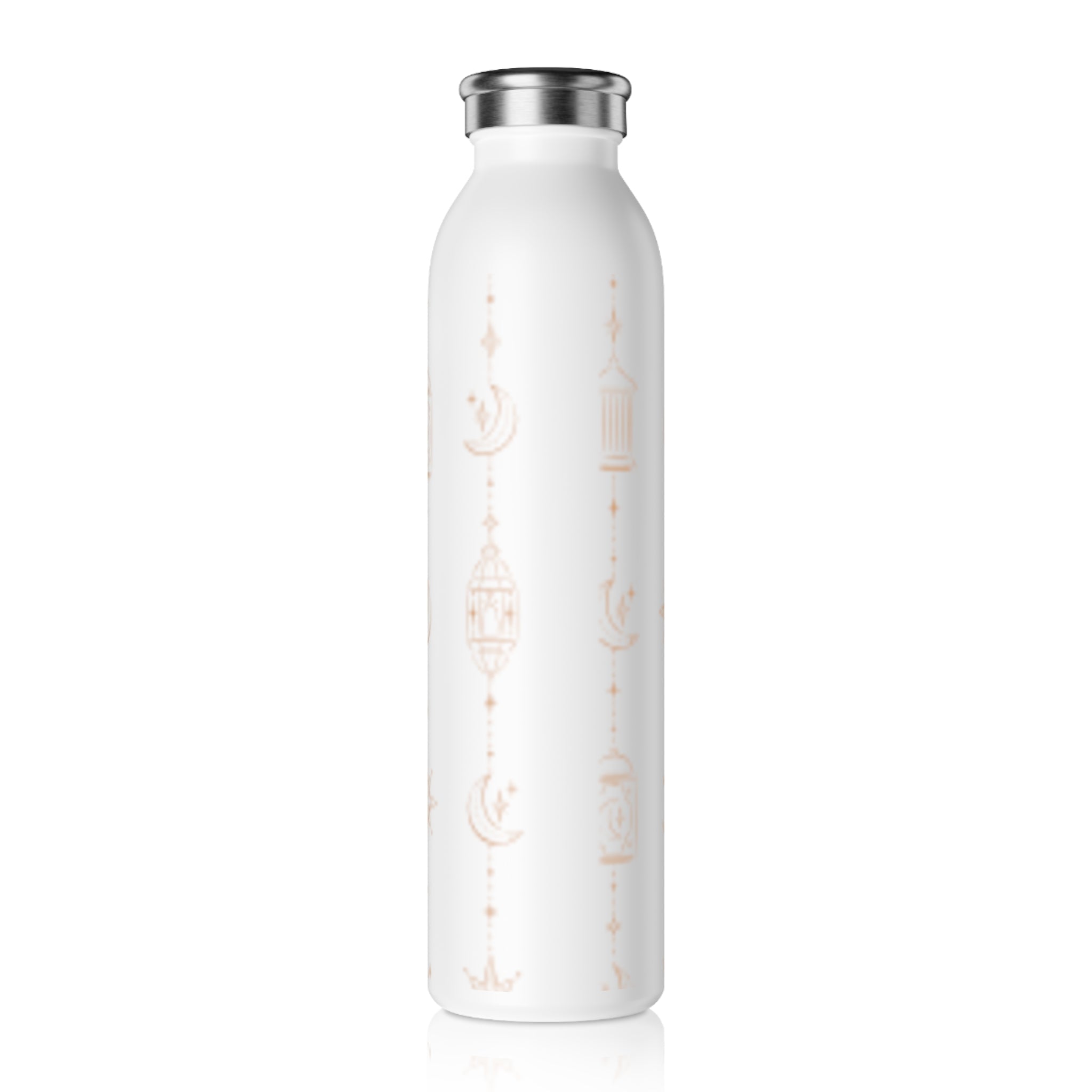 Celestial Lantern Slim Water Bottle — Minimal Moon & Star Pattern