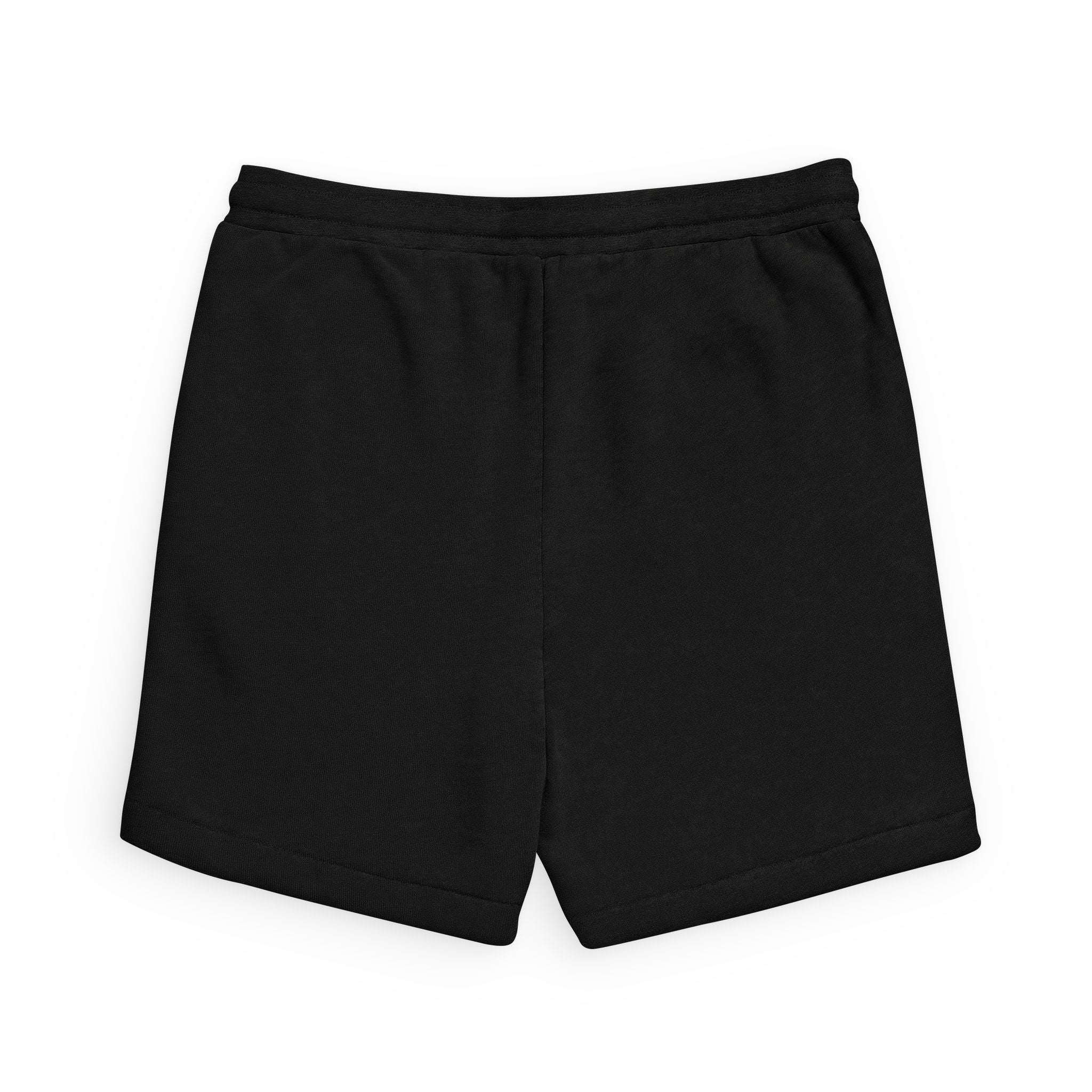 Embroidered Wave Cap Sweatshorts — Casual Black Fleece Lounge Shorts