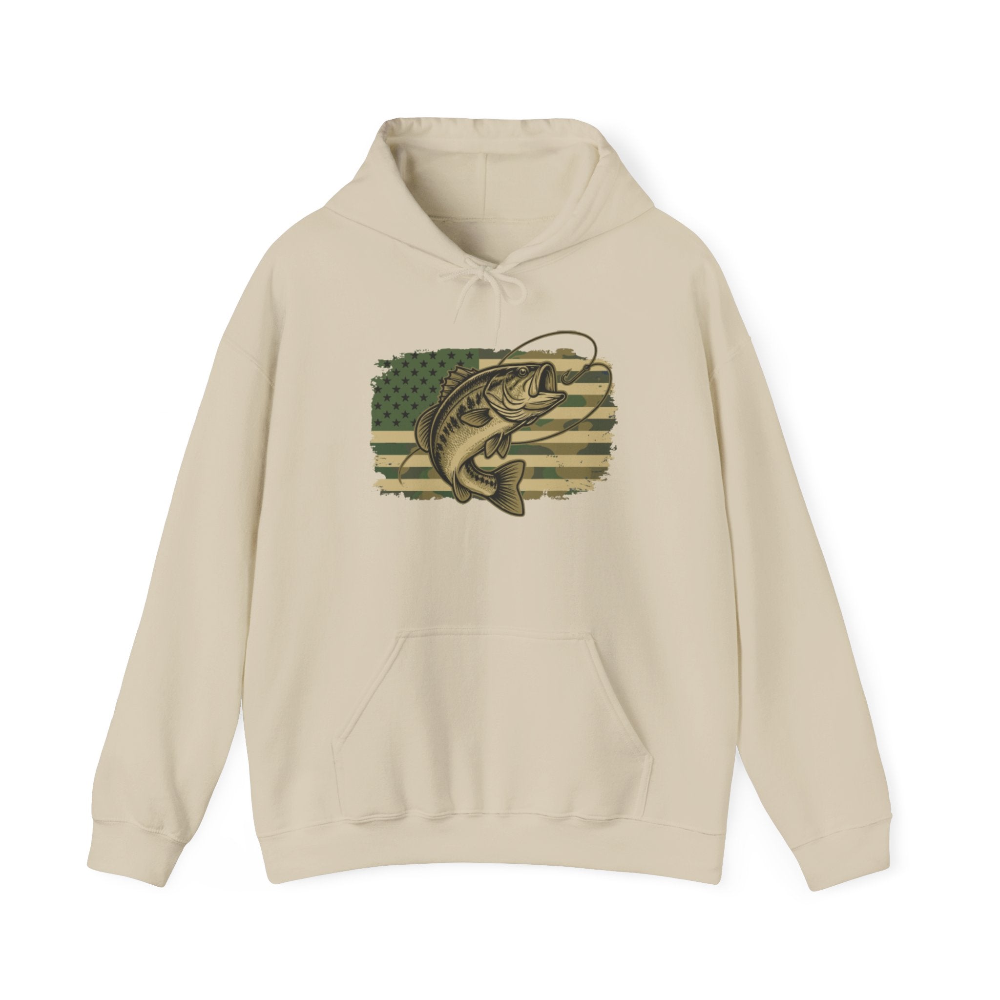 Fishing Bass Hoodie — American Flag Largemouth Bass Pullover