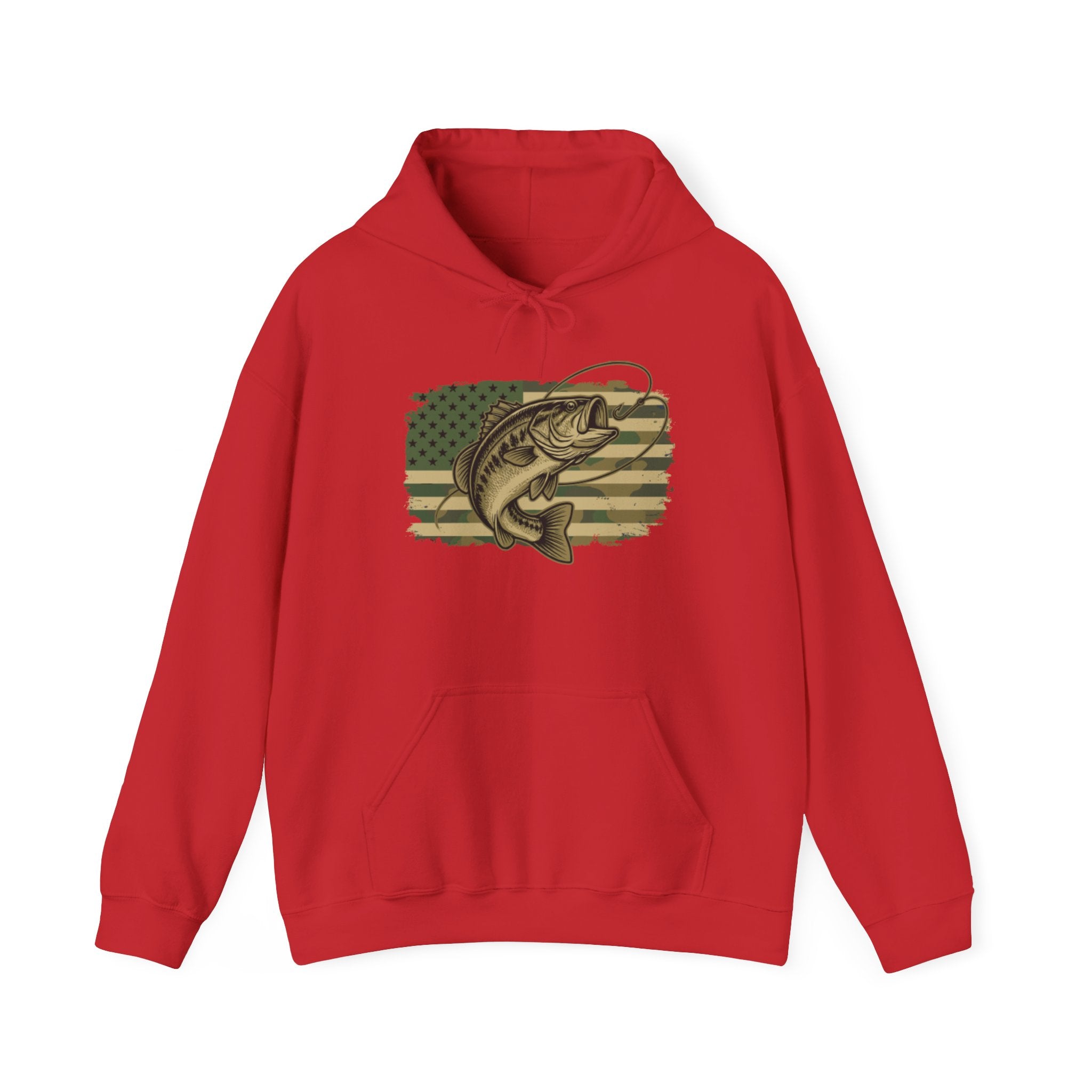 Fishing Bass Hoodie — American Flag Largemouth Bass Pullover