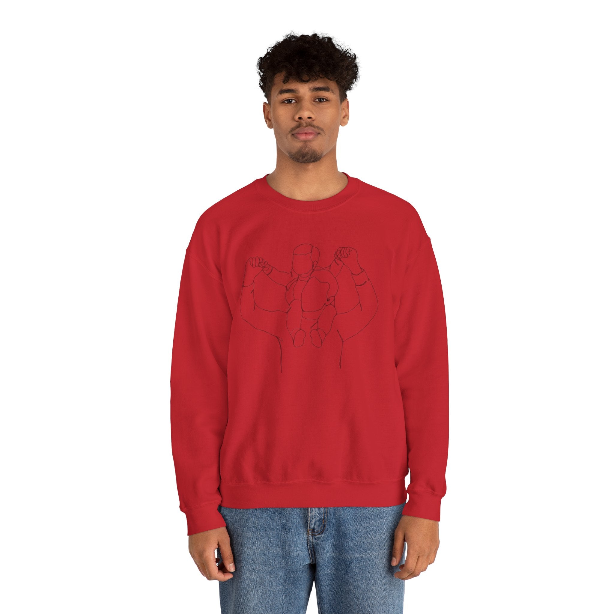 Minimal Line Art Crewneck Sweatshirt — Couple Holding Hands Sketch