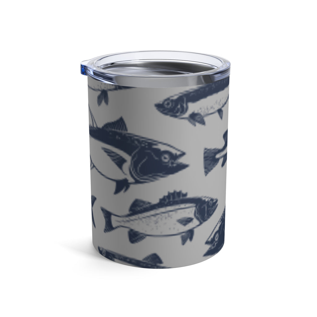 10oz Fish Pattern Tumbler — Insulated Nautical Drink Holder