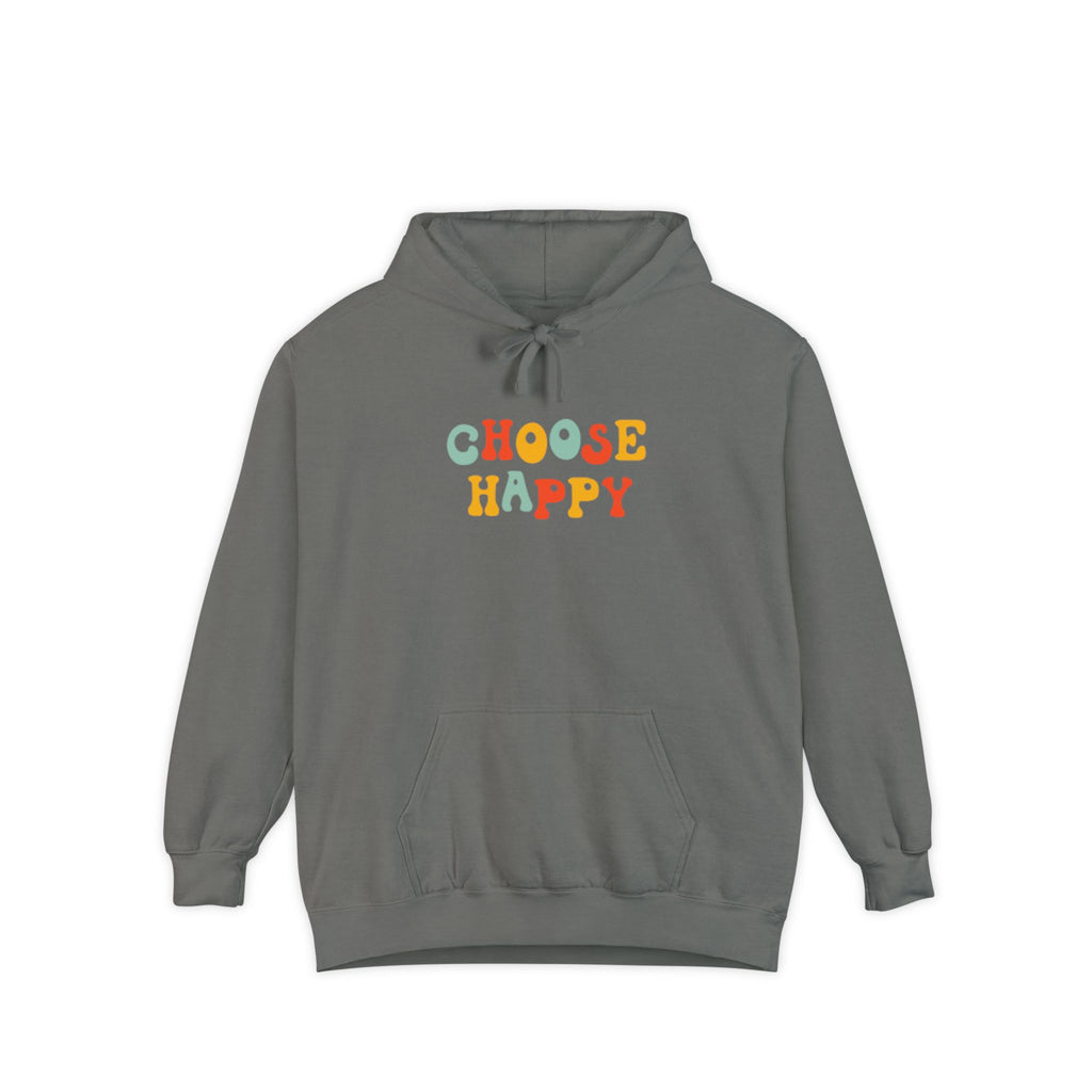 Choose Happy Hoodie — Retro Colorful Smiley Graphic Sweatshirt