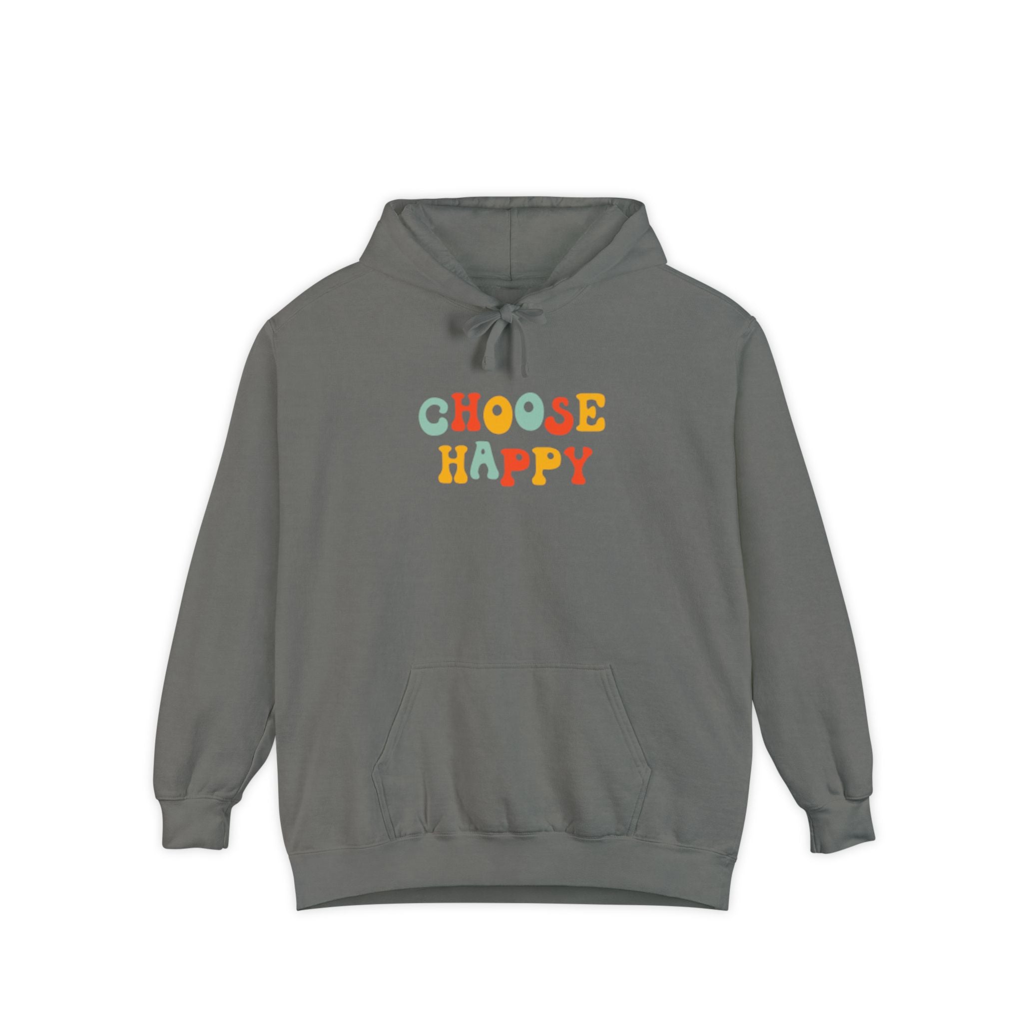 Choose Happy Hoodie — Retro Colorful Smiley Graphic Sweatshirt