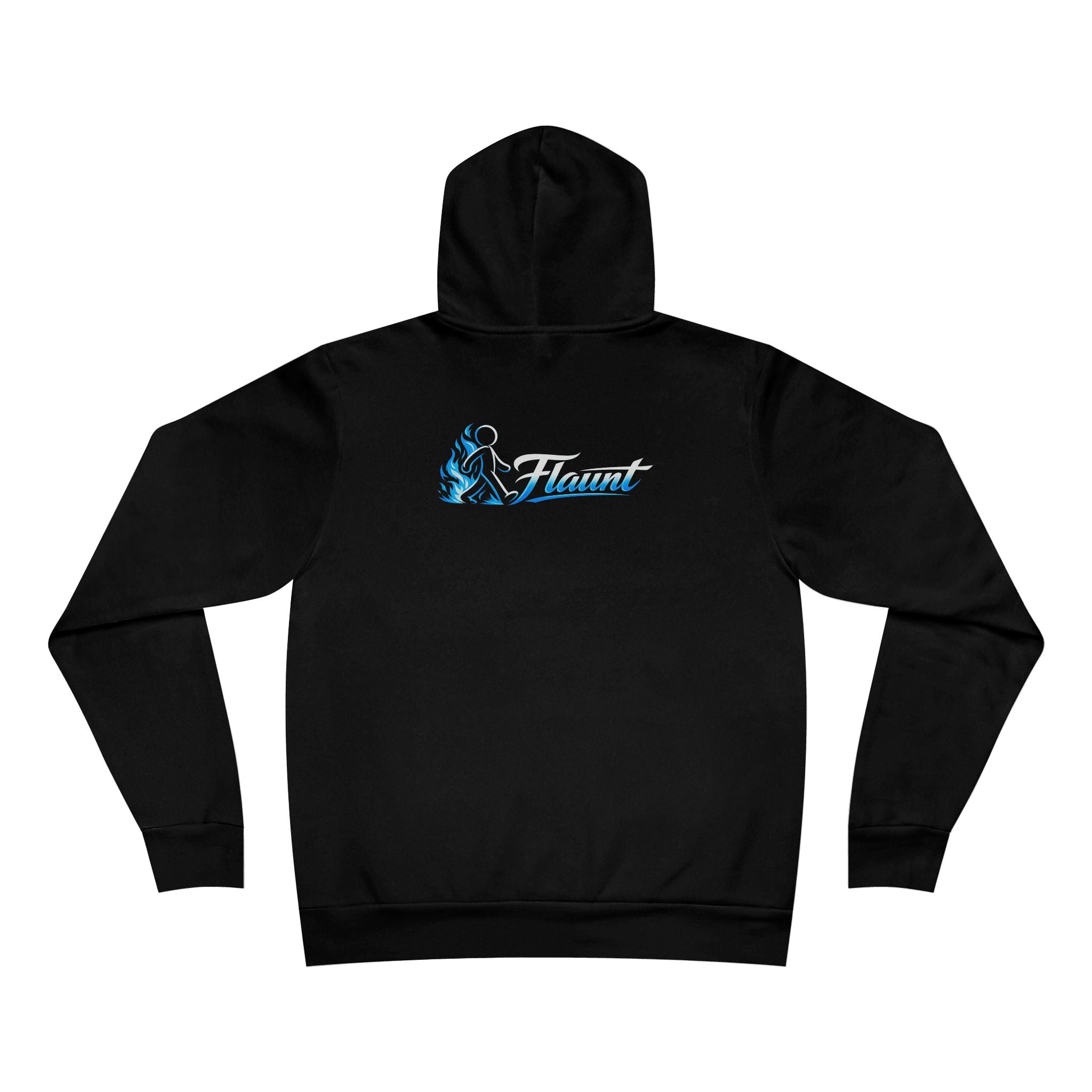 Hoodie — 'Flaunt' Blue Script Logo Pullover