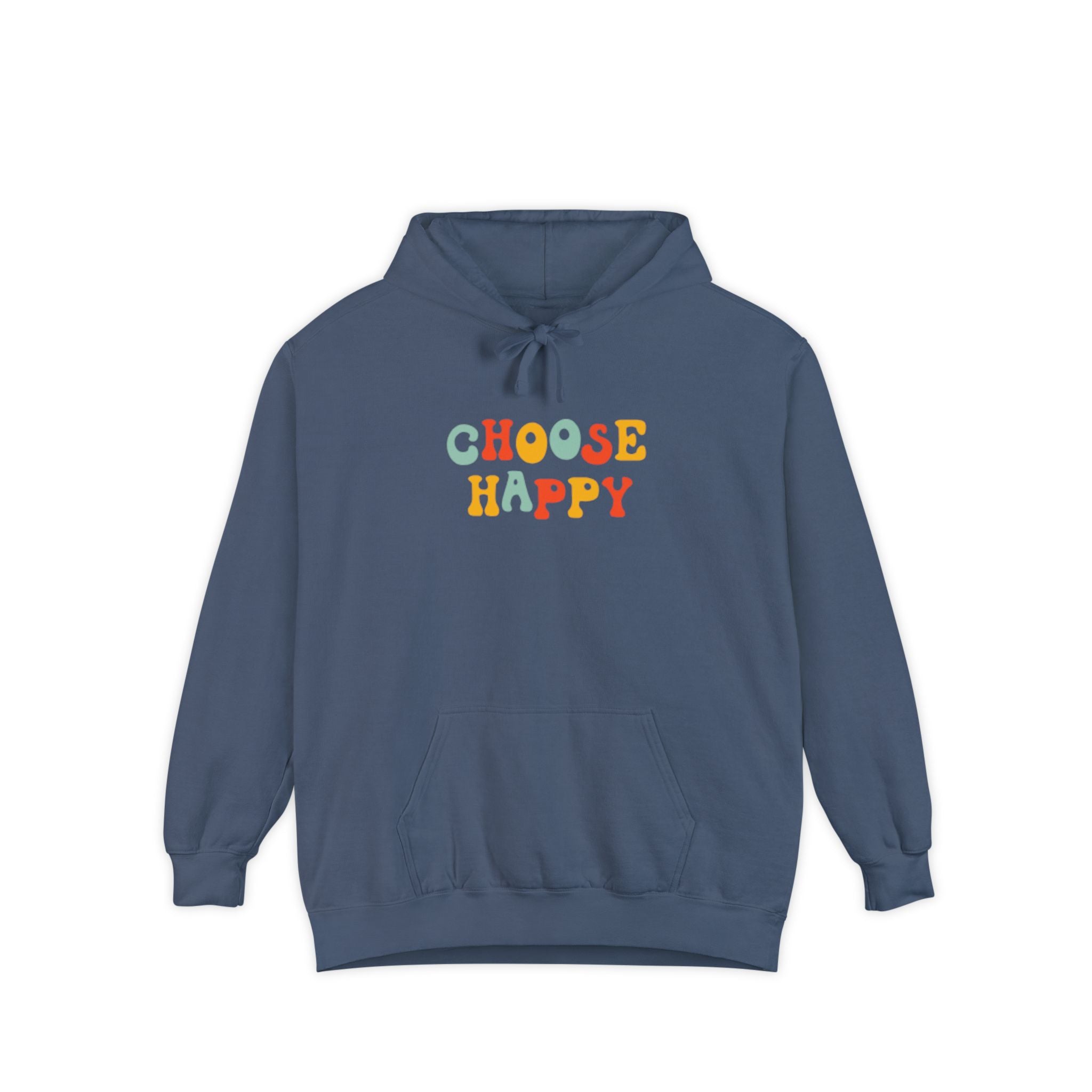 Choose Happy Hoodie — Retro Colorful Smiley Graphic Sweatshirt