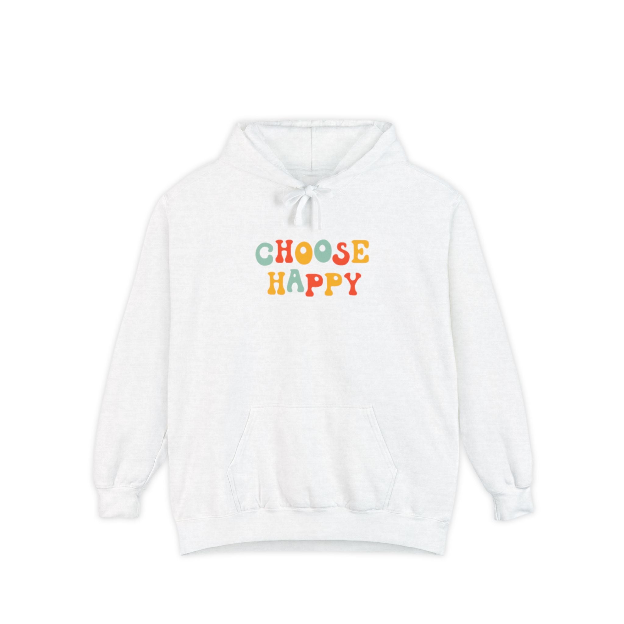 Choose Happy Hoodie — Retro Colorful Smiley Graphic Sweatshirt