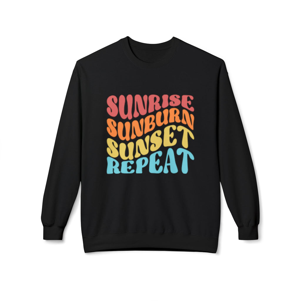 Sunrise Sunburn Sunset Repeat Sweatshirt — Retro Beach Vibes Crewneck