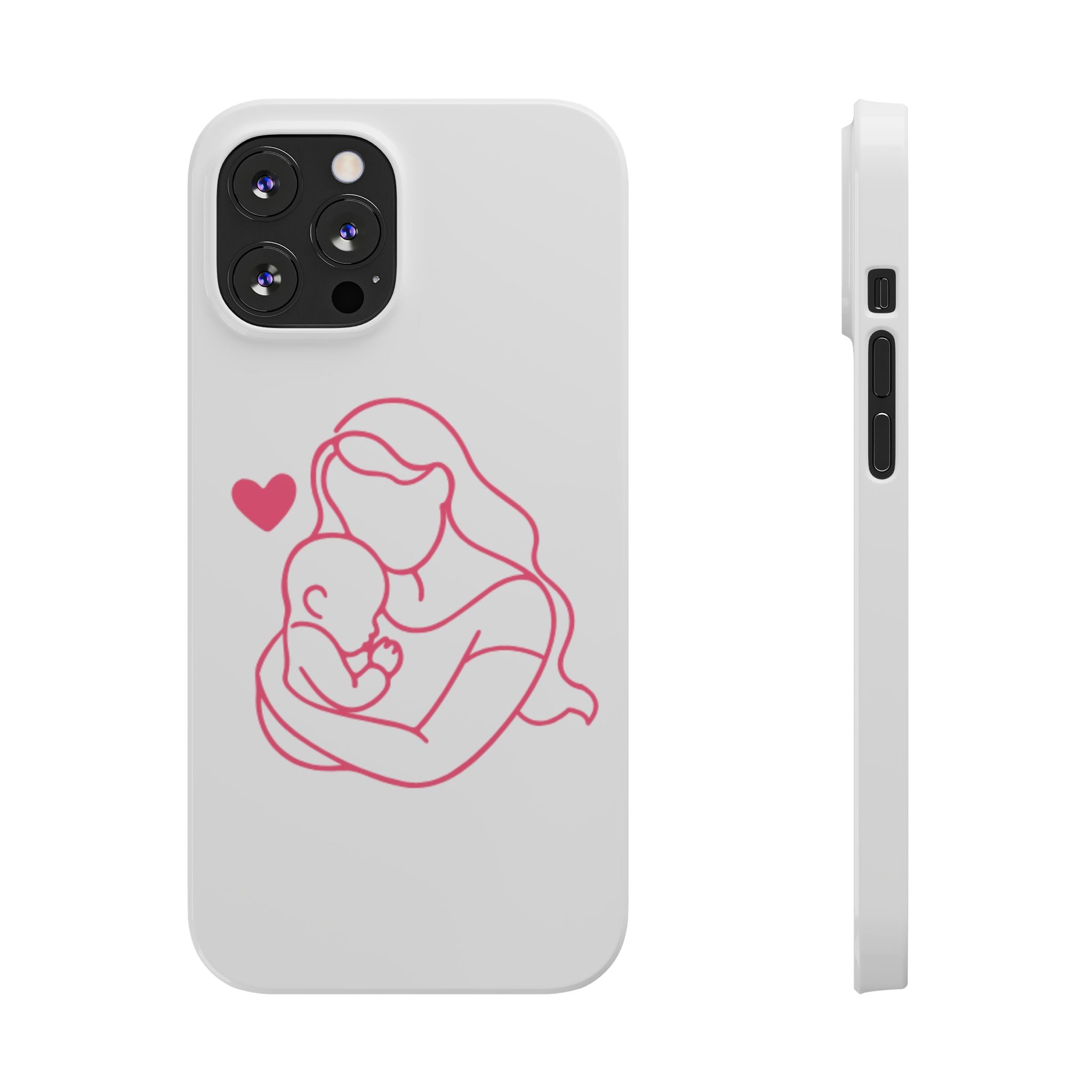 Slim Phone Case — Pink Mother & Baby Outline Design (Mother’s Day Gift)
