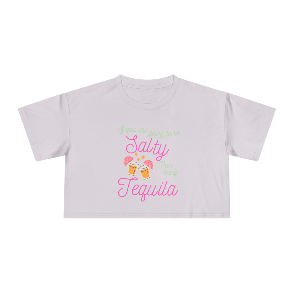 Crop Tee — "Salty Tequila" Cute Tropical Cocktail Graphic