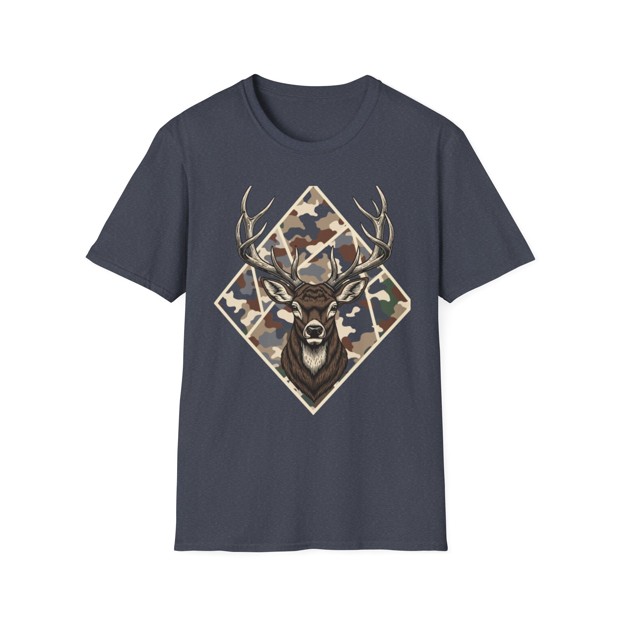 Deer Head Camo T-Shirt — Rustic Hunting Graphic Tee